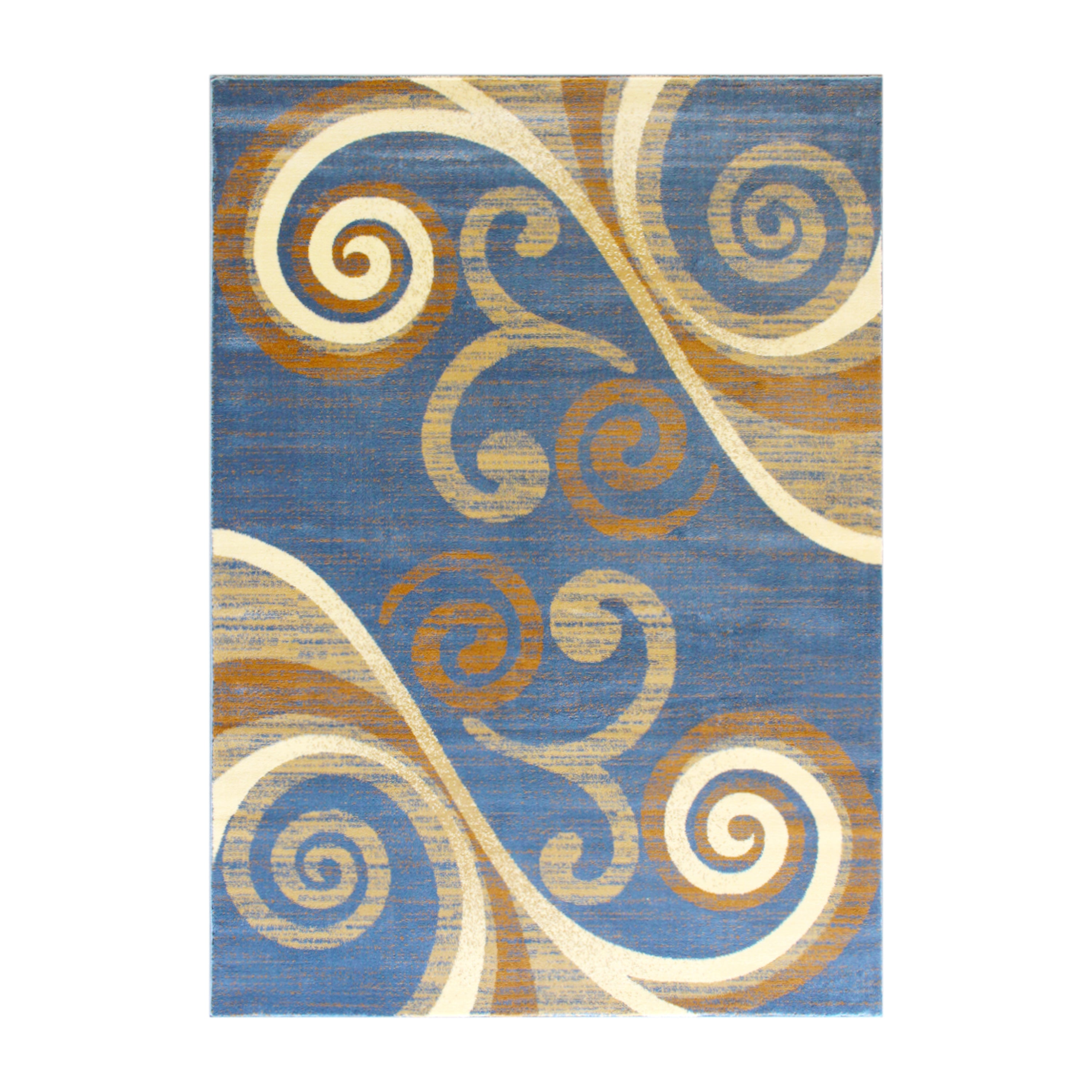 Valli Collection 5' x 7' Blue Abstract Area Rug - Olefin Rug with Jute Backing - Hallway, Entryway, Bedroom, Living Room