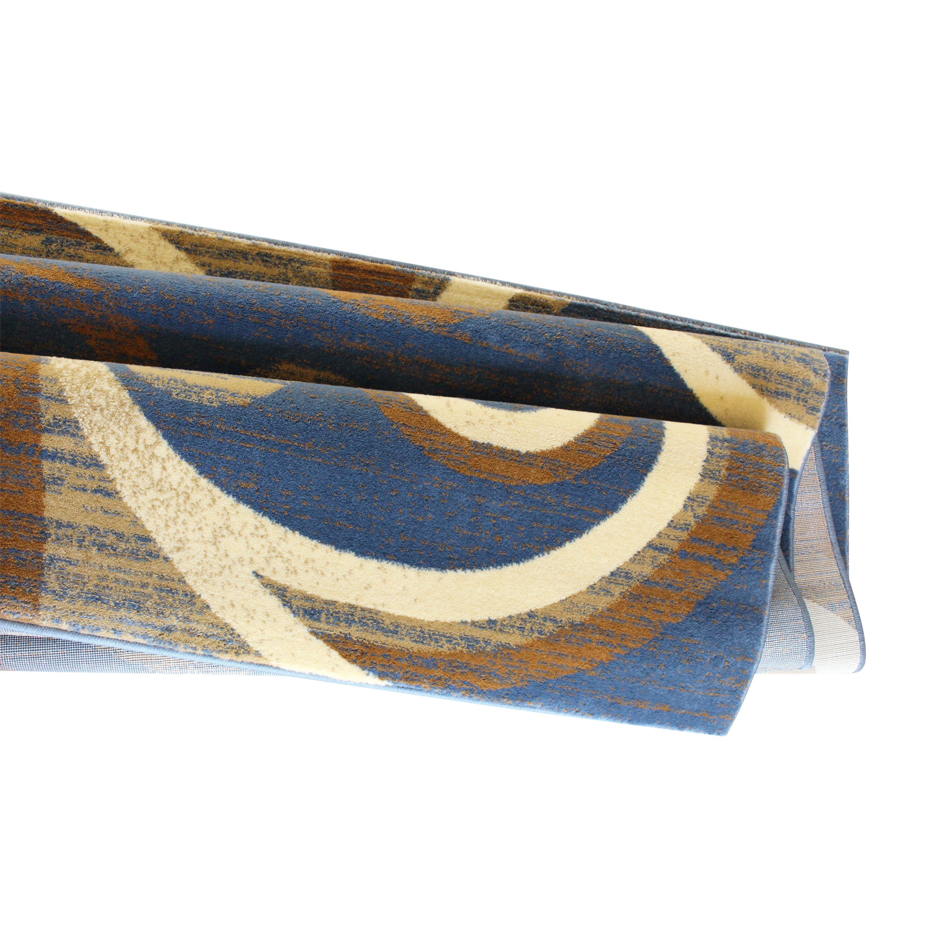 Valli Collection 5' x 7' Blue Abstract Area Rug - Olefin Rug with Jute Backing - Hallway, Entryway, Bedroom, Living Room