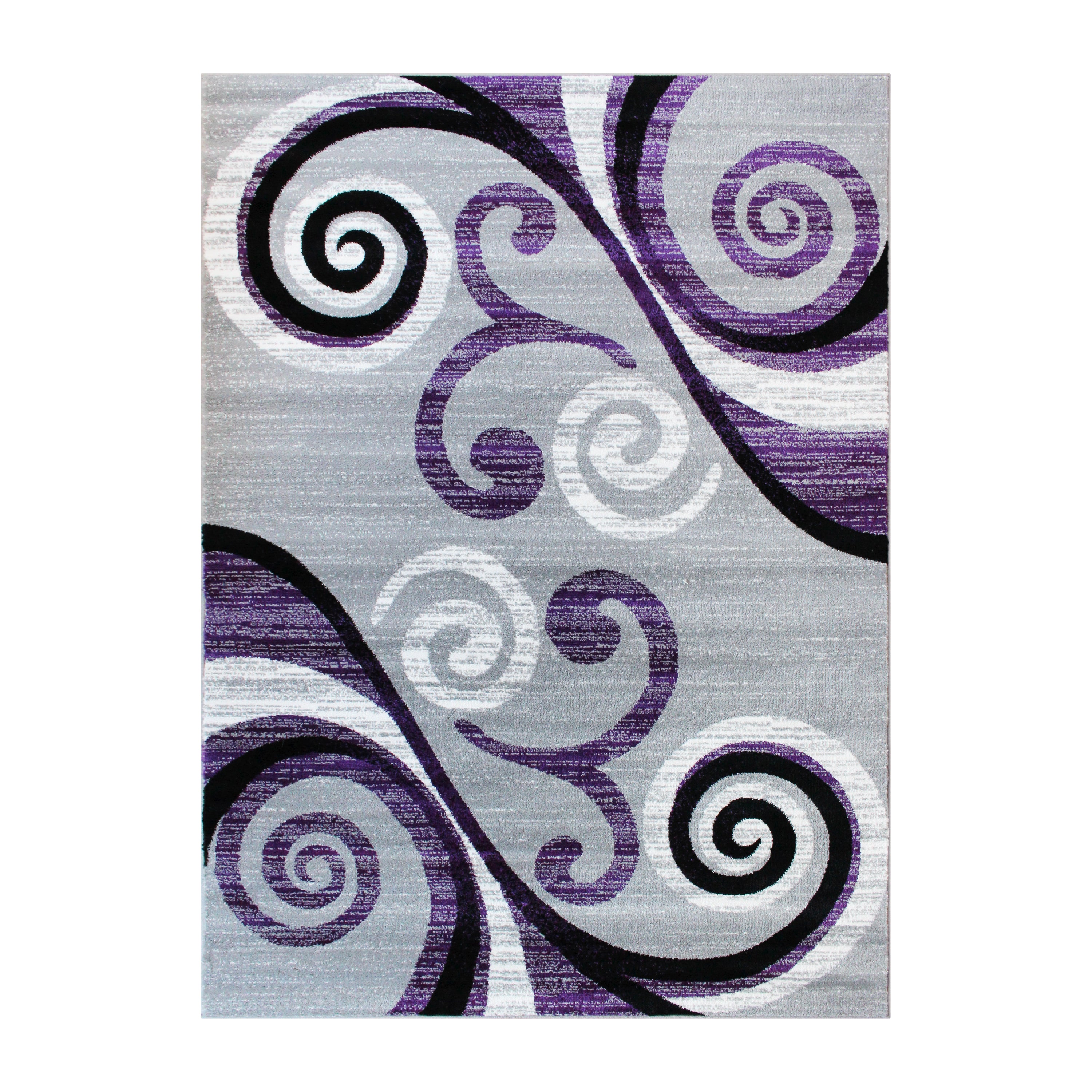 Valli Collection 5' x 7' Purple Abstract Area Rug - Olefin Rug with Jute Backing - Hallway, Entryway, Bedroom, Living Room