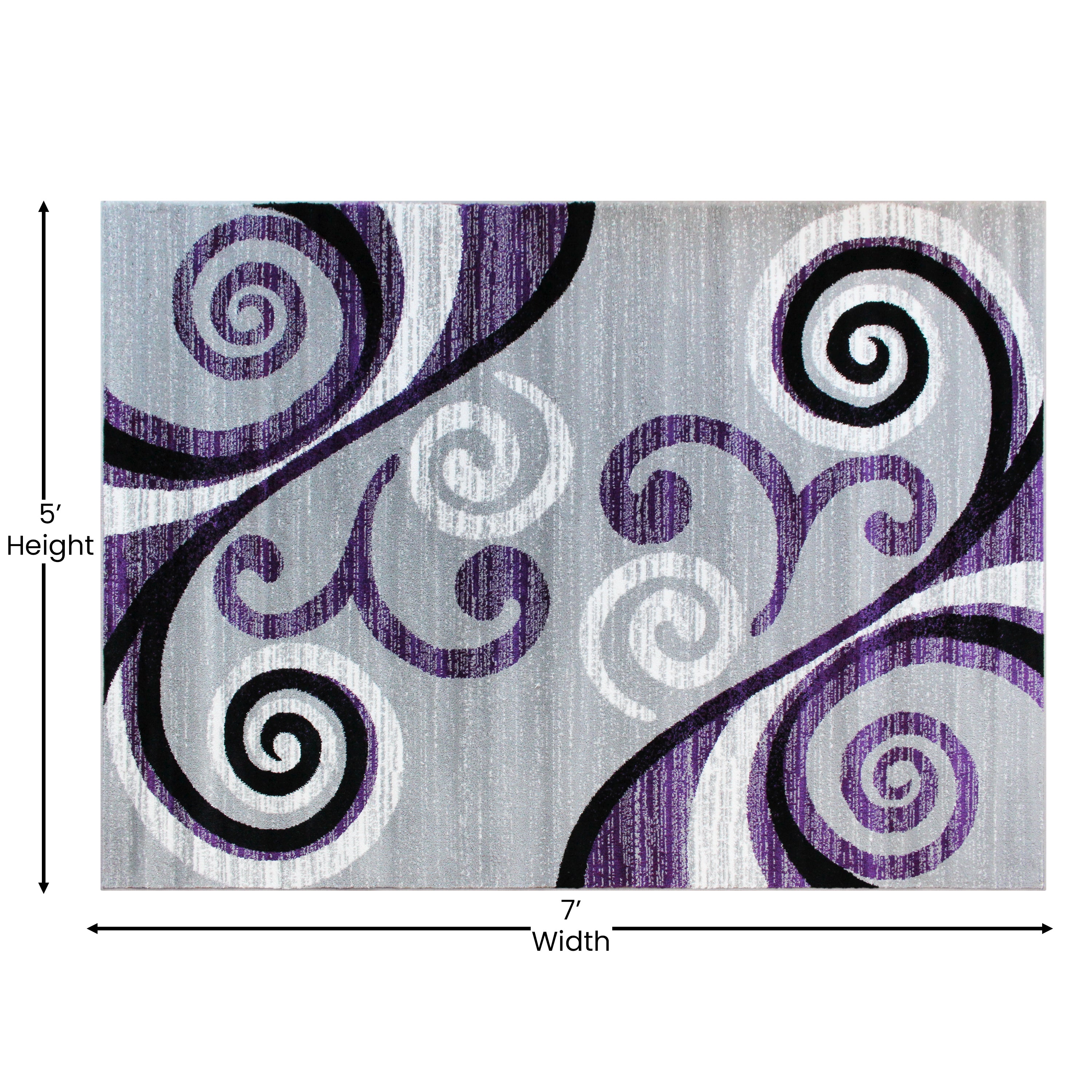Valli Collection 5' x 7' Purple Abstract Area Rug - Olefin Rug with Jute Backing - Hallway, Entryway, Bedroom, Living Room