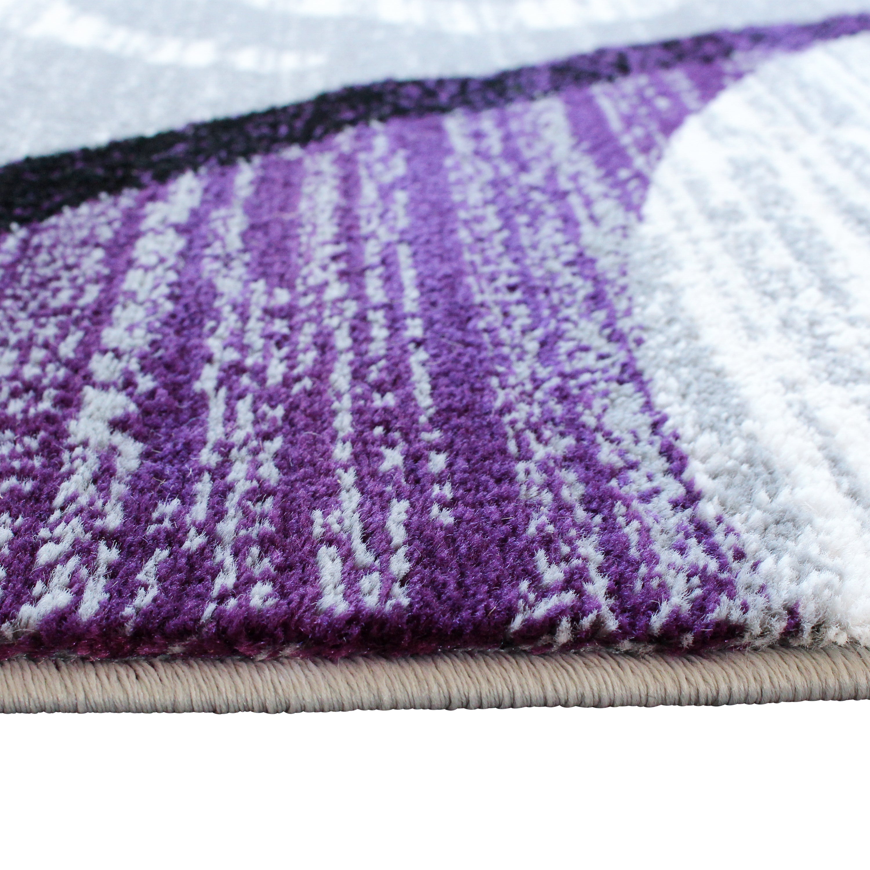 Valli Collection 5' x 7' Purple Abstract Area Rug - Olefin Rug with Jute Backing - Hallway, Entryway, Bedroom, Living Room