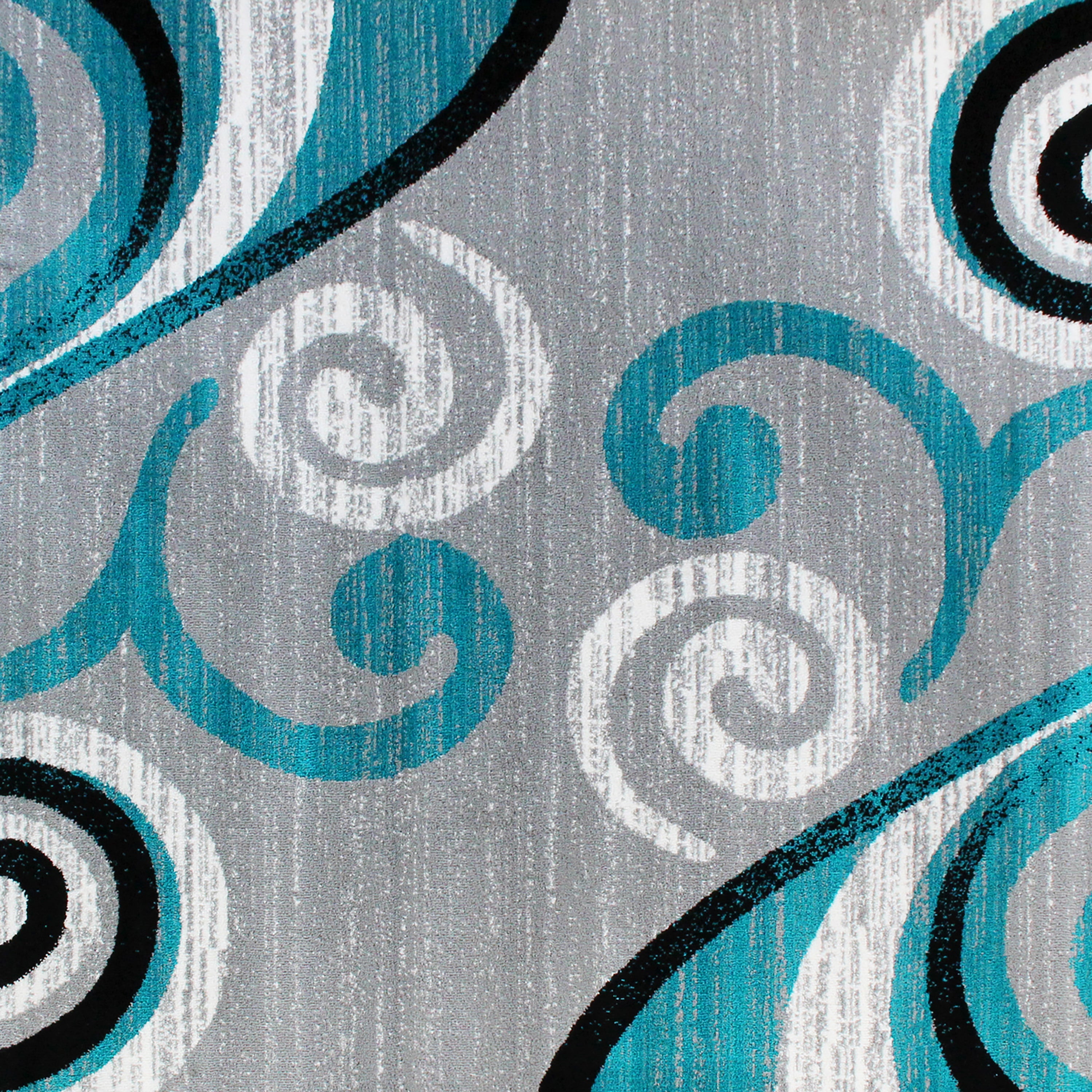 Valli Collection 5' x 7' Turquoise Abstract Area Rug - Olefin Rug with Jute Backing - Hallway, Entryway, Bedroom, Living Room