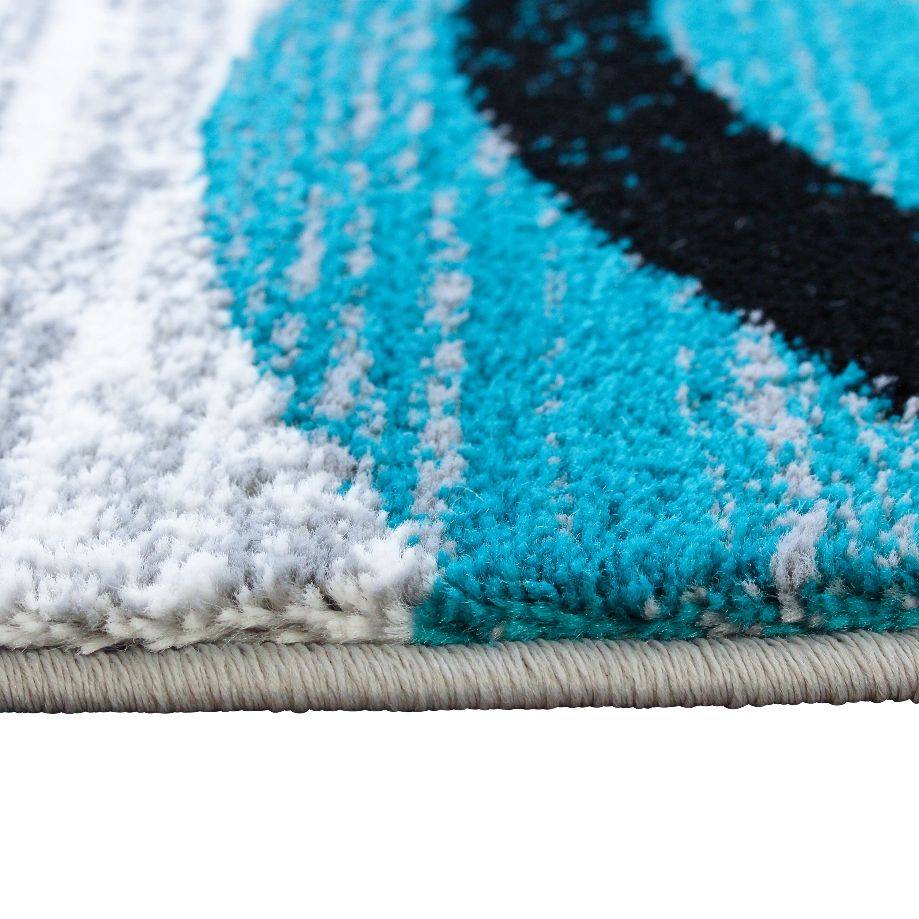 Valli Collection 5' x 7' Turquoise Abstract Area Rug - Olefin Rug with Jute Backing - Hallway, Entryway, Bedroom, Living Room