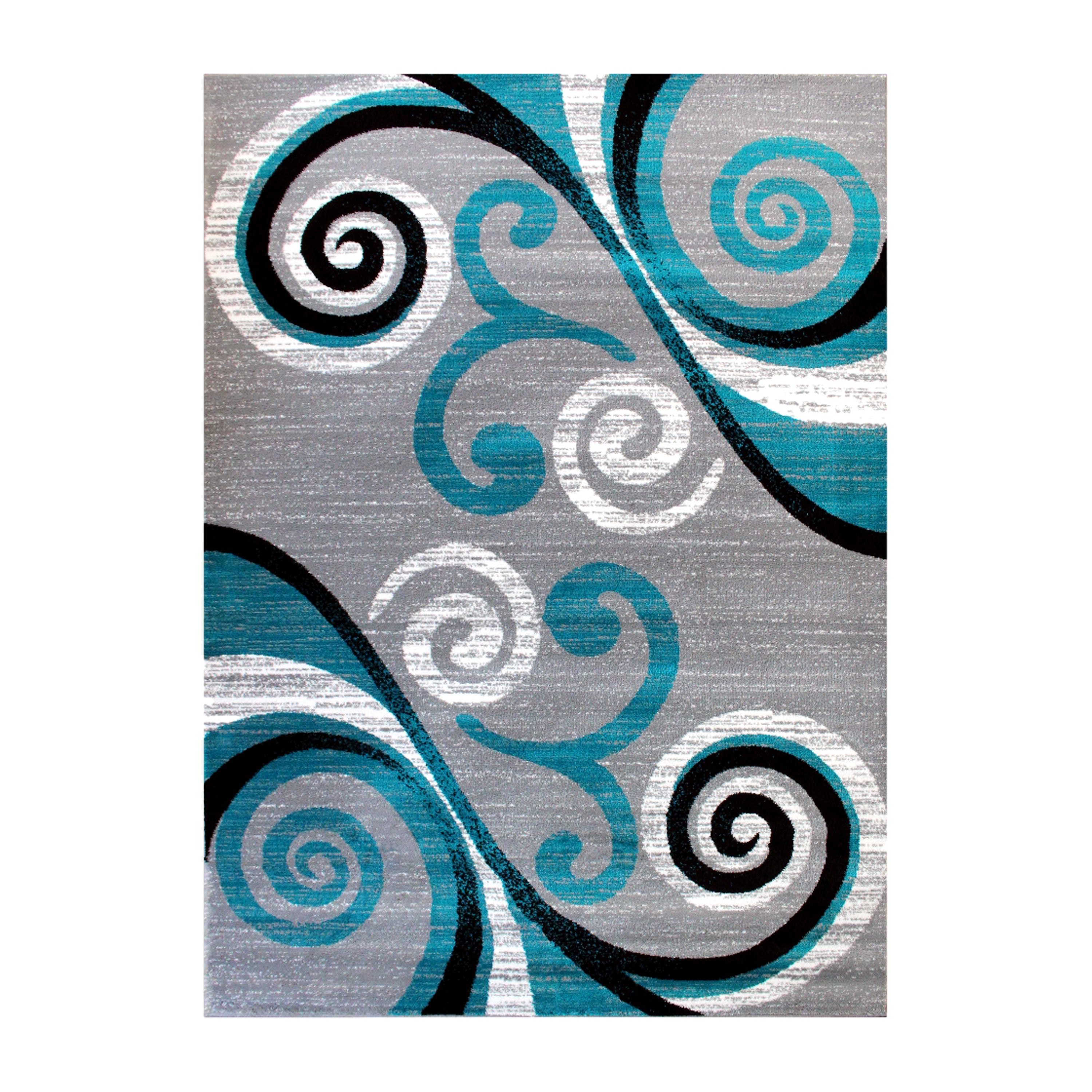 Valli Collection 6' x 9' Turquoise Abstract Area Rug - Olefin Rug with Jute Backing - Hallway, Entryway, Bedroom, Living Room