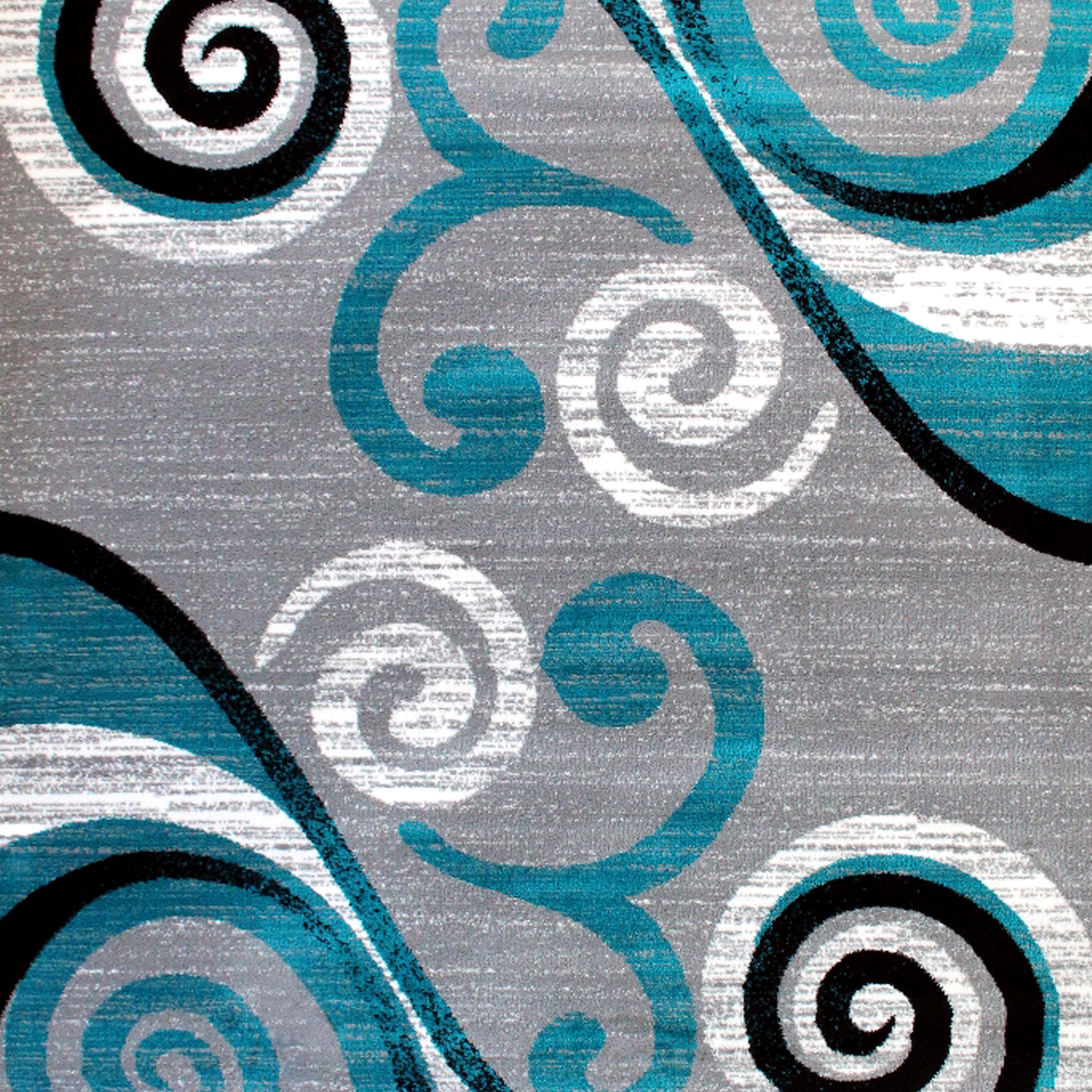 Valli Collection 6' x 9' Turquoise Abstract Area Rug - Olefin Rug with Jute Backing - Hallway, Entryway, Bedroom, Living Room