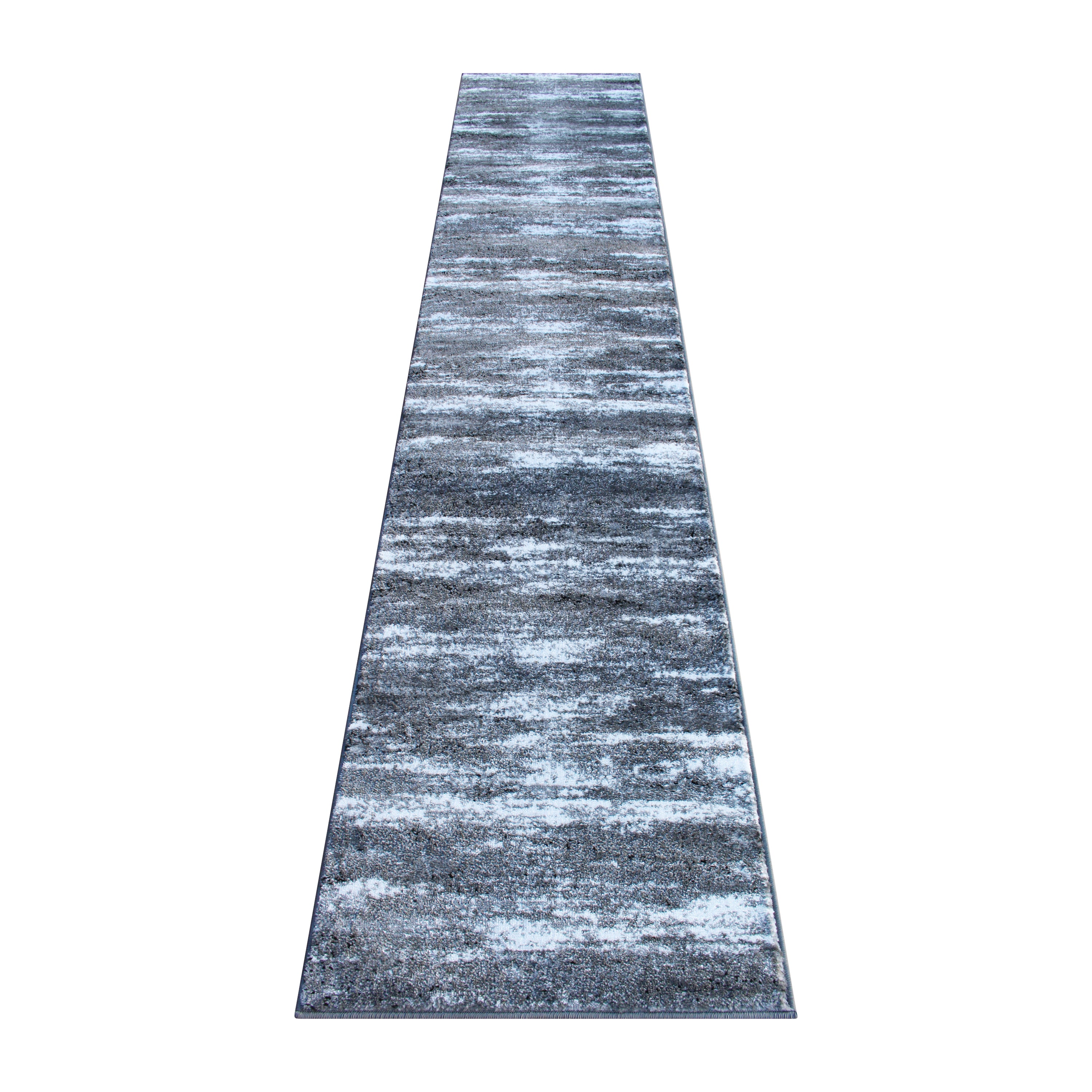 Marian Collection 2' x 11' Distressed Gray Olefin Area Rug with Jute Backing for Entryway, Living Room, Bedroom