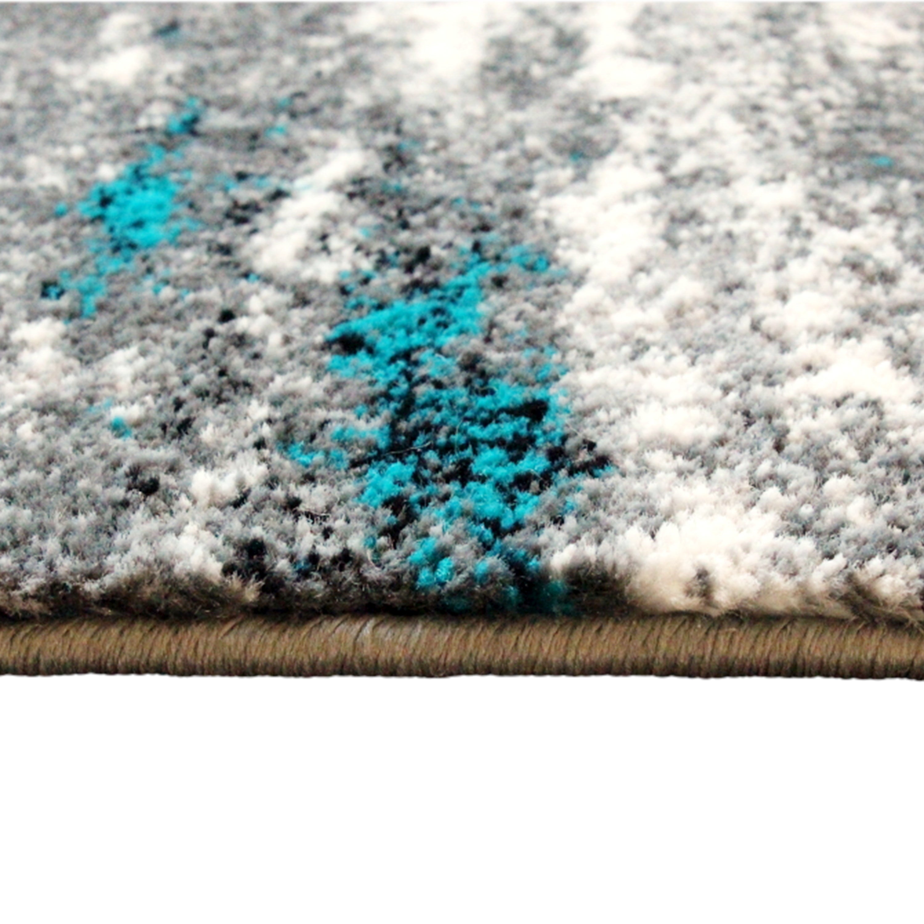 Marian Collection 2' x 11' Distressed Turquoise Olefin Area Rug with Jute Backing for Entryway, Living Room, Bedroom