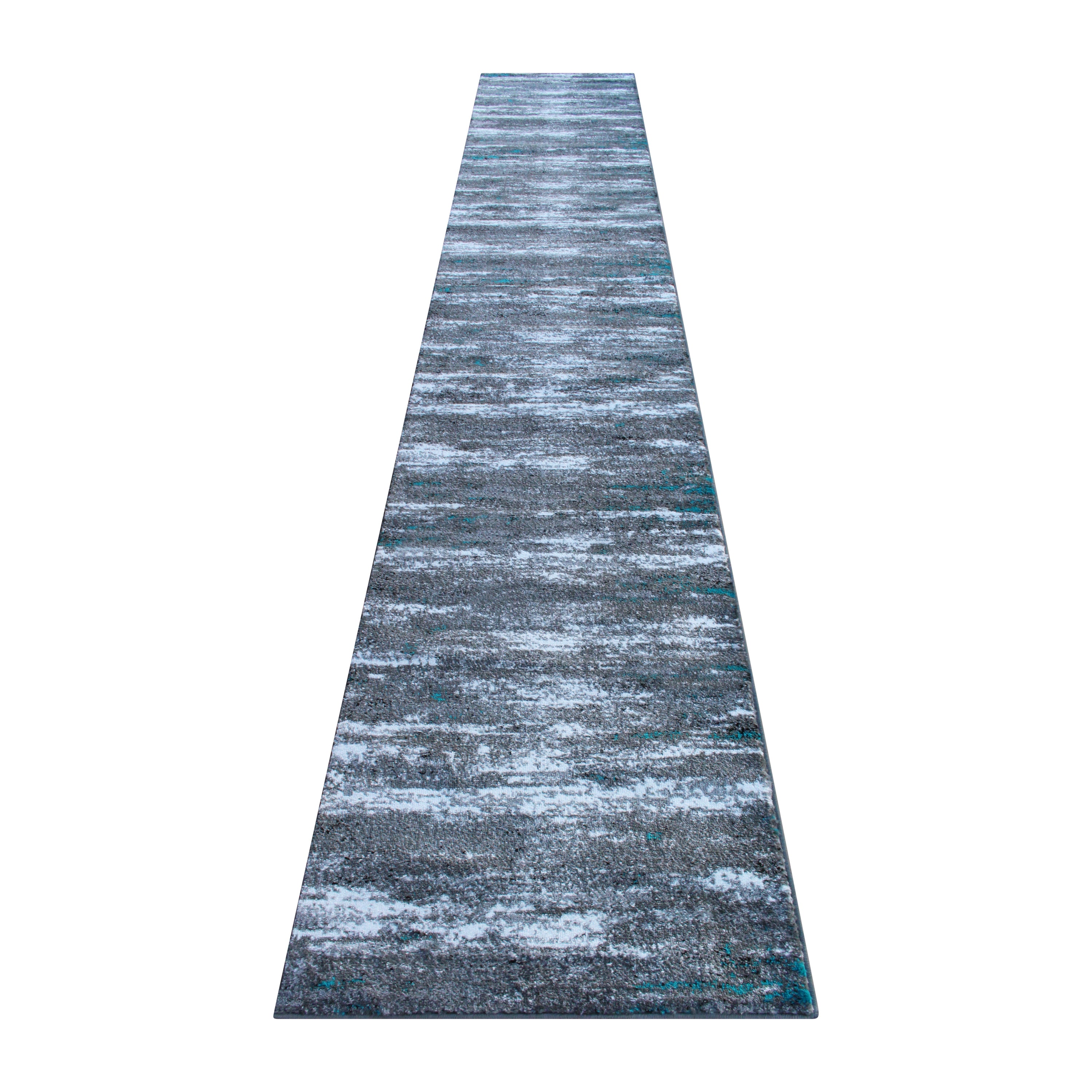 Marian Collection 3' x 16' Distressed Gray Olefin Area Rug with Jute Backing for Entryway, Living Room, Bedroom