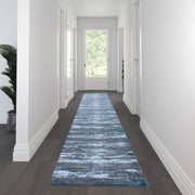 Marian Collection 3' x 16' Distressed Gray Olefin Area Rug with Jute Backing for Entryway, Living Room, Bedroom