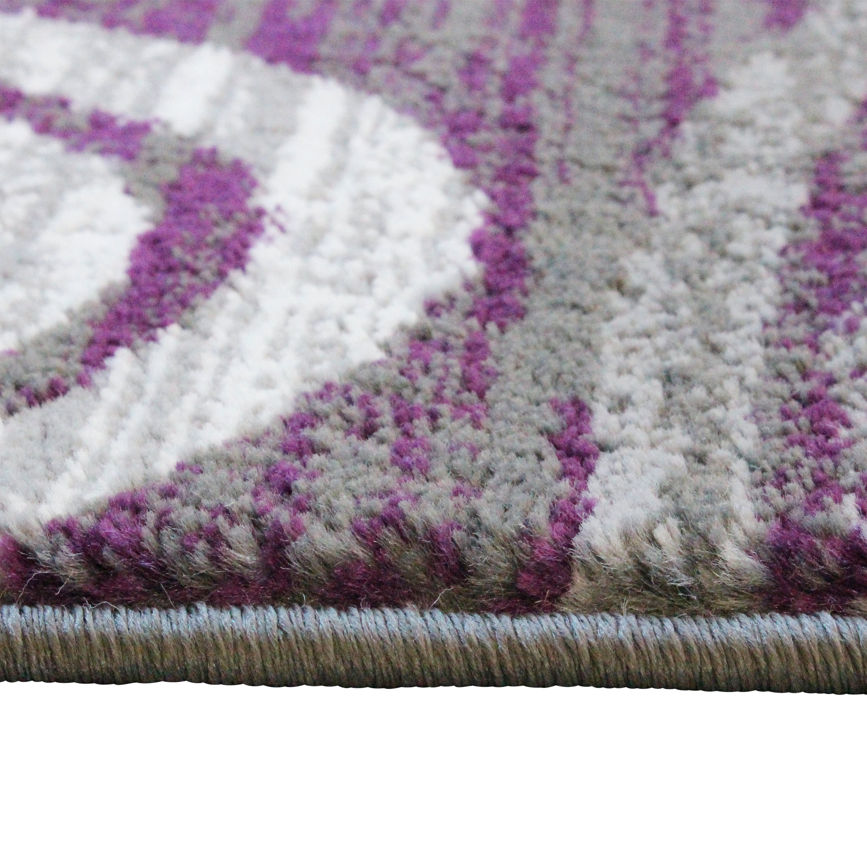 Cirrus Collection 2' x 7' Purple Swirl Patterned Olefin Area Rug with Jute Backing for Entryway, Living Room, Bedroom