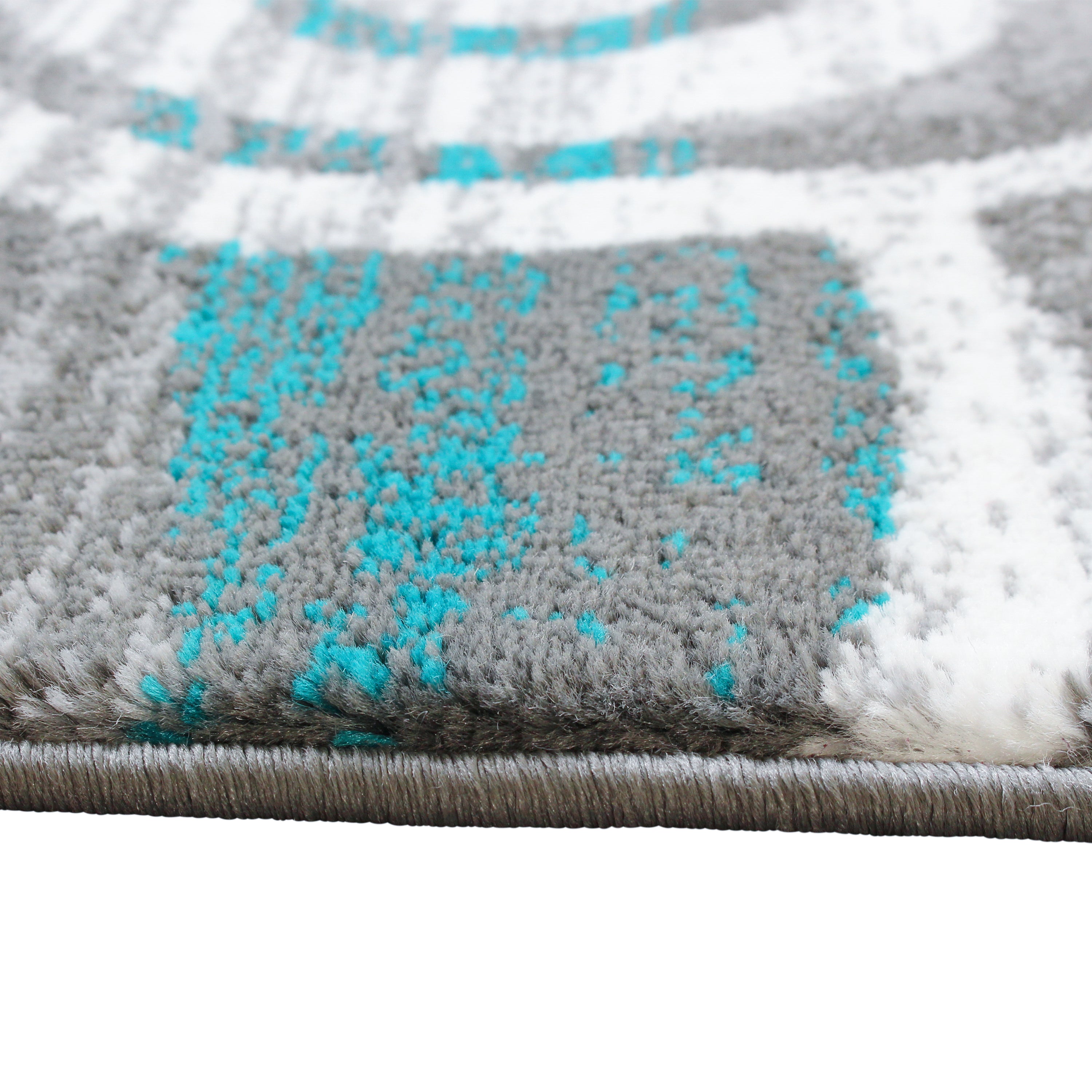 Cirrus Collection 2' x 7' Turquoise Swirl Patterned Olefin Area Rug with Jute Backing for Entryway, Living Room, Bedroom