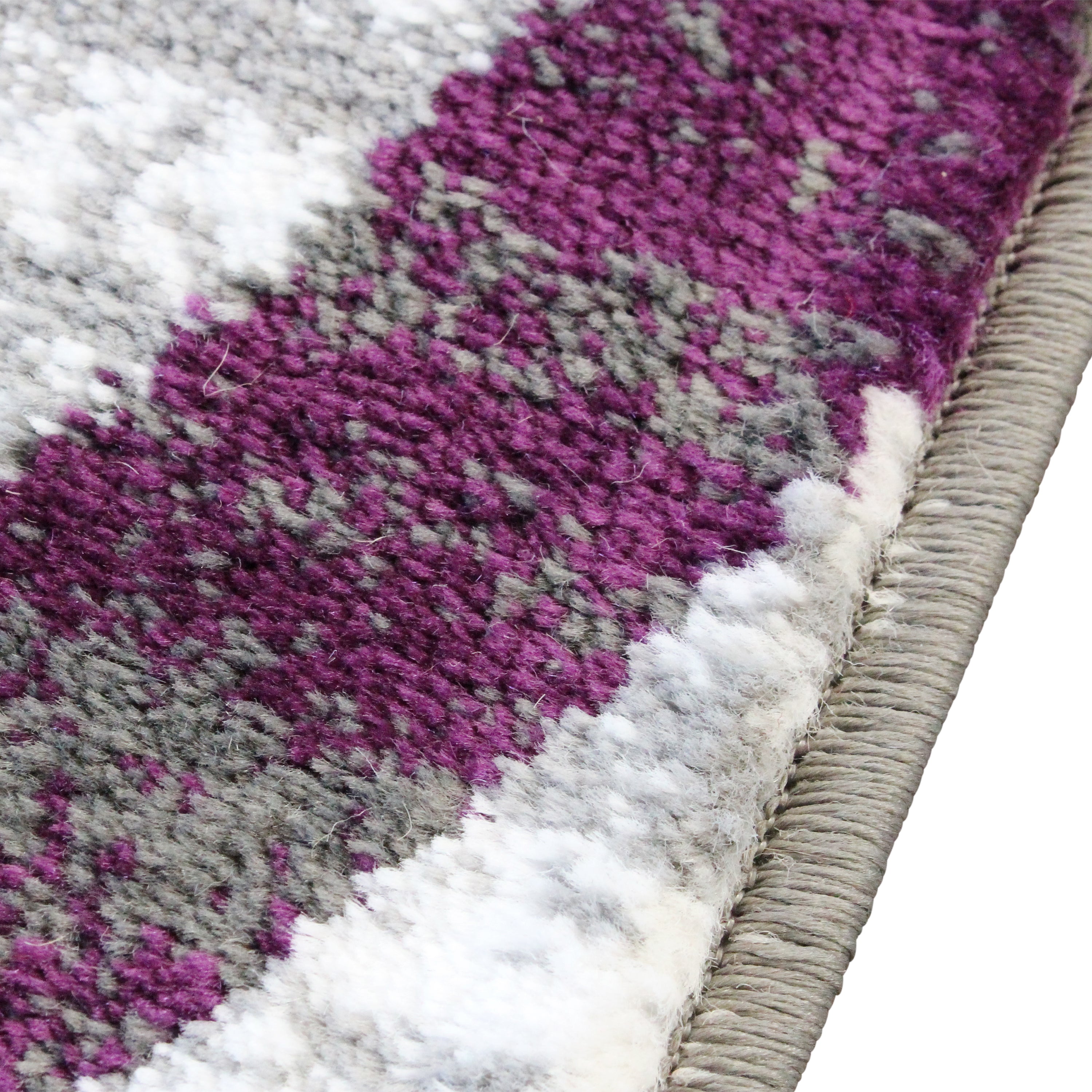 Cirrus Collection 4' x 5' Purple Swirl Patterned Olefin Area Rug with Jute Backing for Entryway, Living Room, Bedroom