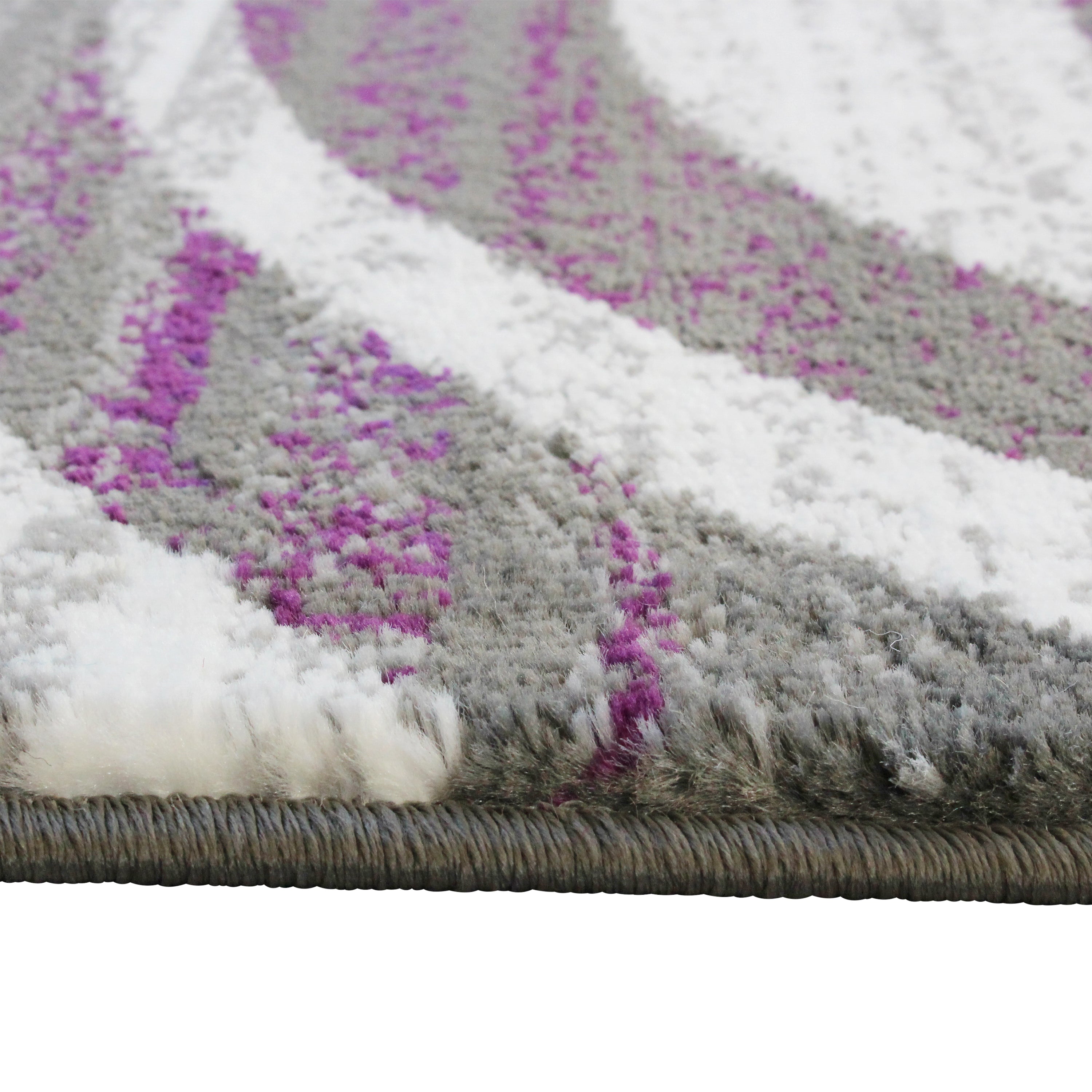 Cirrus Collection 5' x 7' Purple Swirl Patterned Olefin Area Rug with Jute Backing for Entryway, Living Room, Bedroom