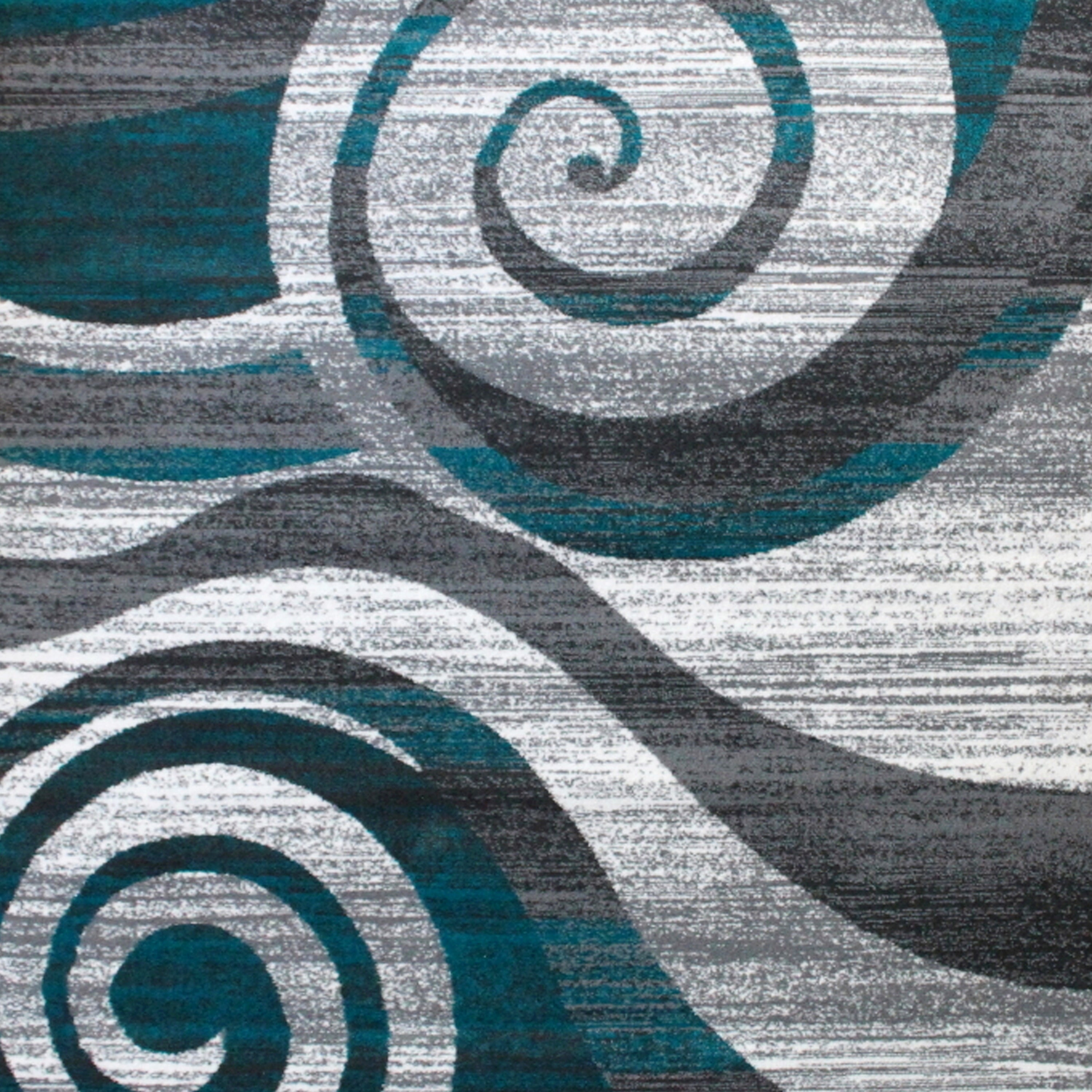 Cirrus Collection 8' x 10' Turquoise Swirl Patterned Olefin Area Rug with Jute Backing for Entryway, Living Room, Bedroom