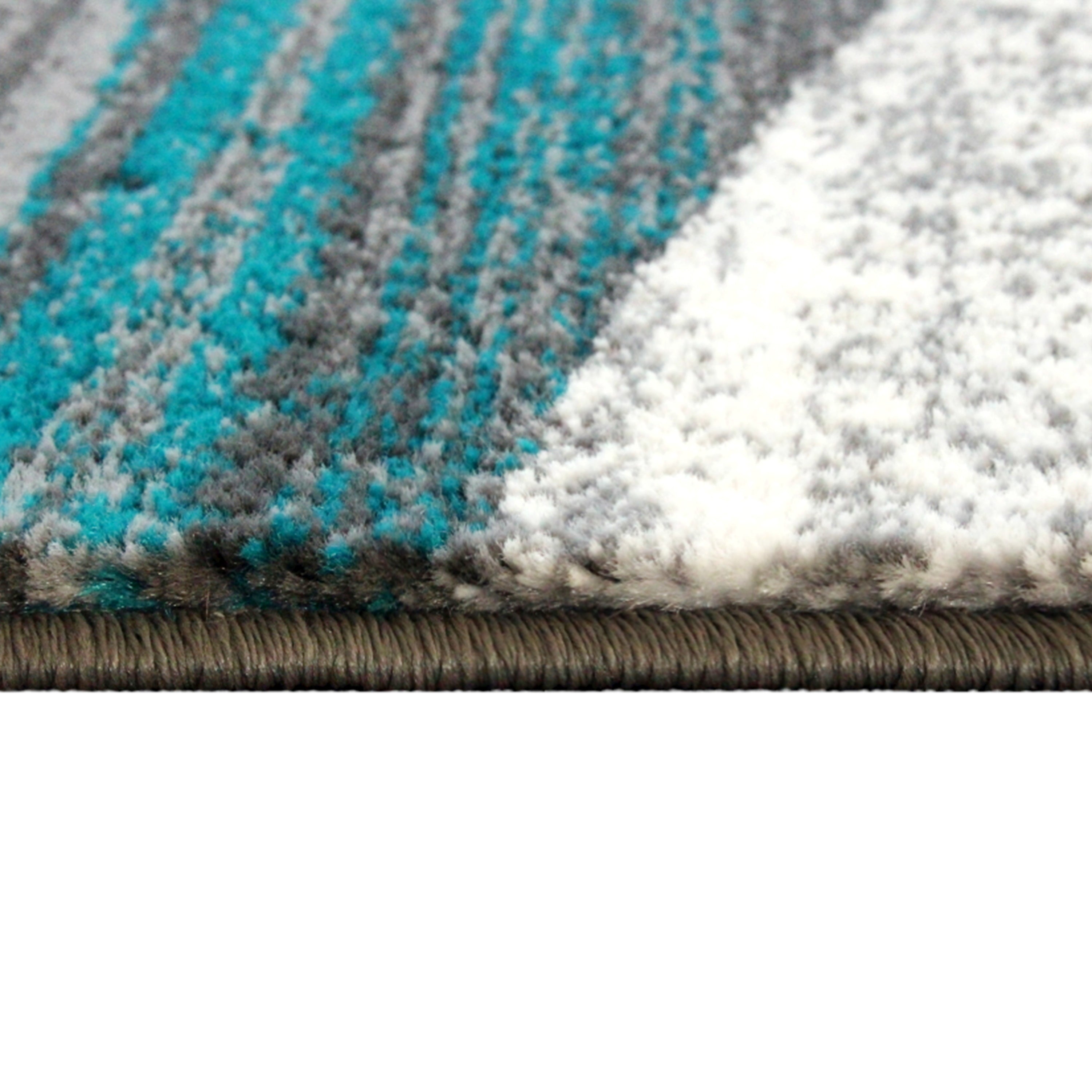 Cirrus Collection 8' x 10' Turquoise Swirl Patterned Olefin Area Rug with Jute Backing for Entryway, Living Room, Bedroom