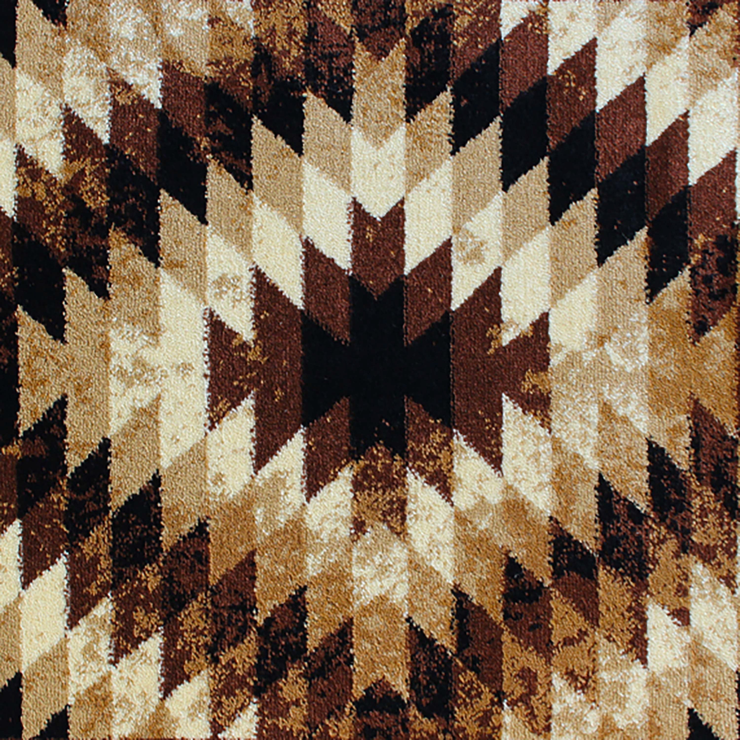 Teagan Collection Southwestern 2' x 11' Brown Area Rug - Olefin Rug with Jute Backing - Entryway, Living Room, Bedroom