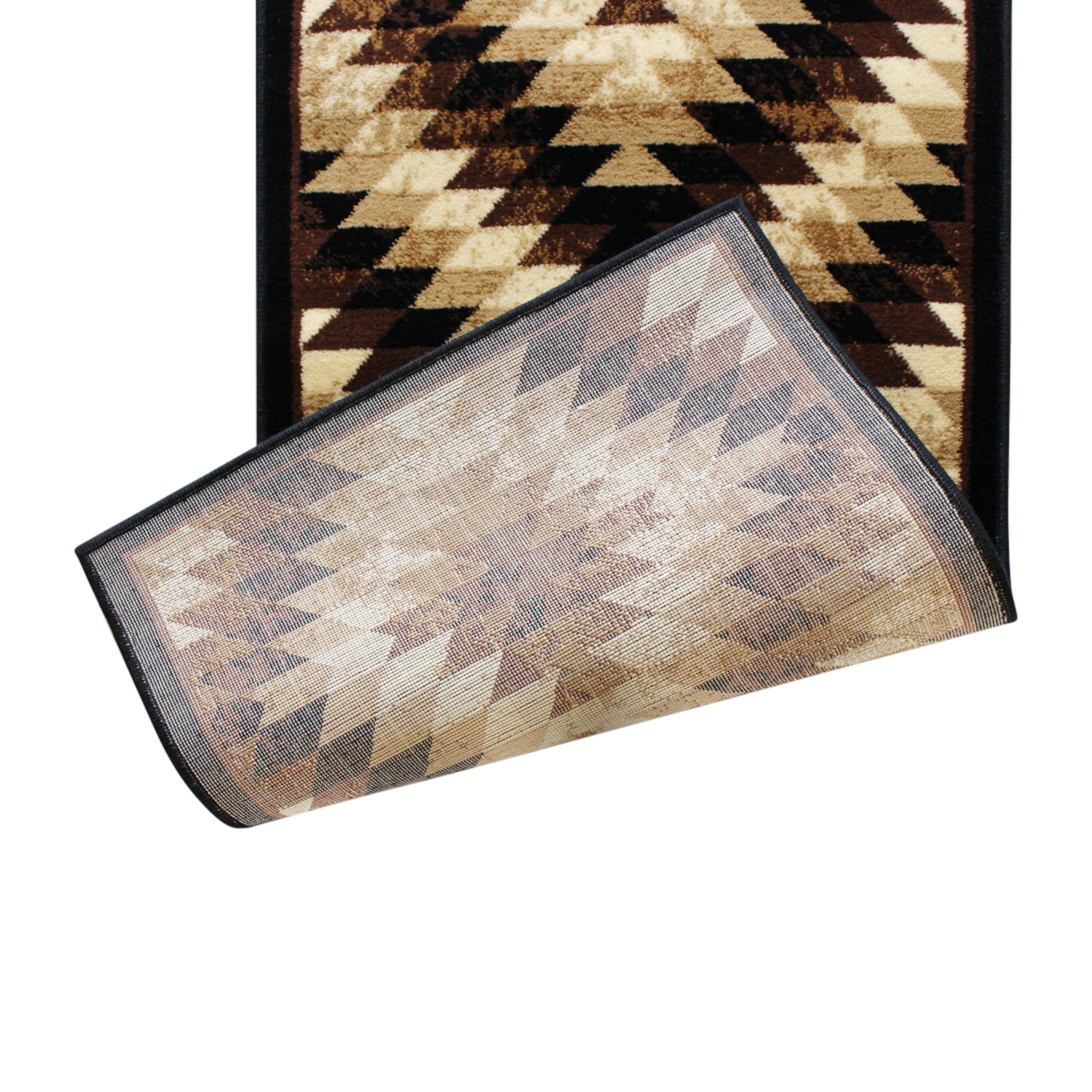 Teagan Collection Southwestern 2' x 11' Brown Area Rug - Olefin Rug with Jute Backing - Entryway, Living Room, Bedroom