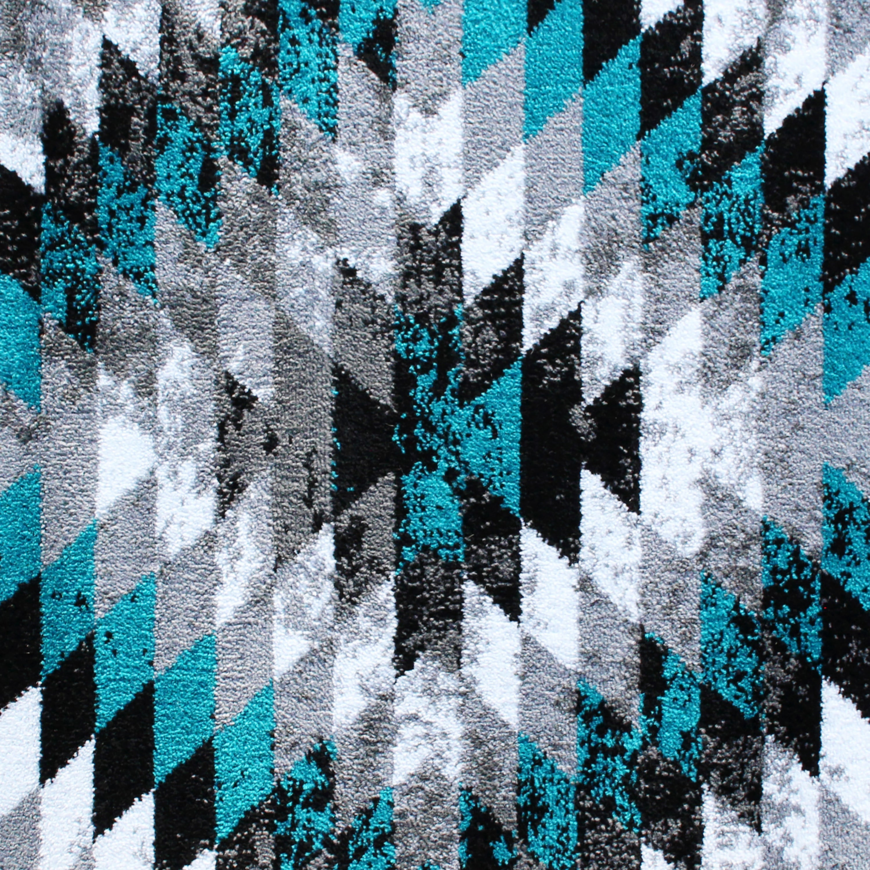 Teagan Collection Southwestern 2' x 11' Turquoise Area Rug - Olefin Rug with Jute Backing - Entryway, Living Room, Bedroom