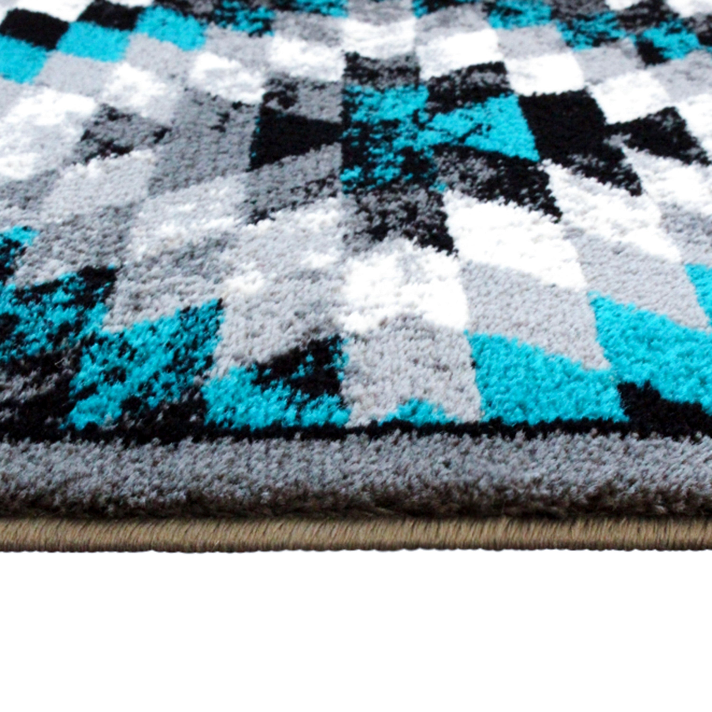 Teagan Collection Southwestern 2' x 11' Turquoise Area Rug - Olefin Rug with Jute Backing - Entryway, Living Room, Bedroom