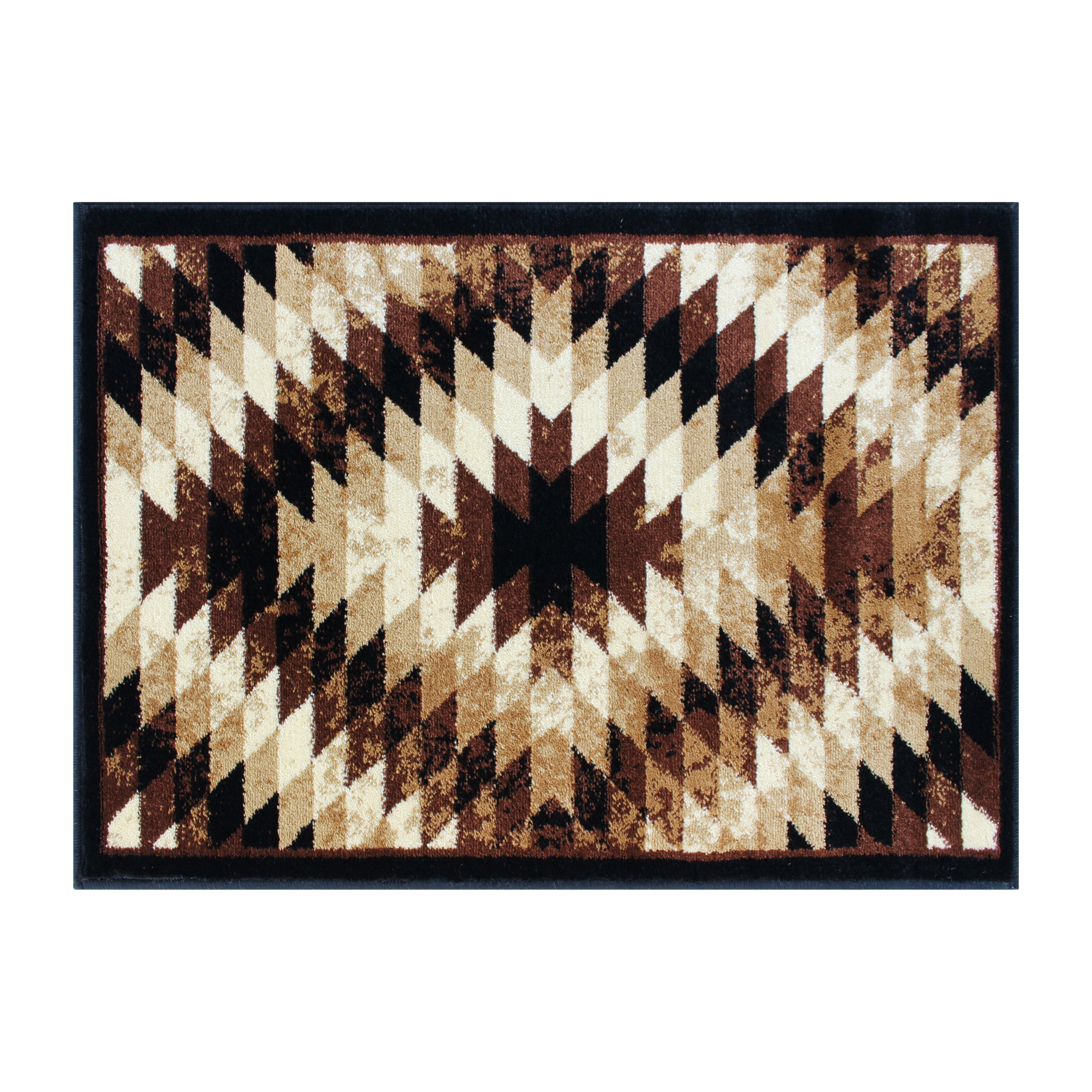 Teagan Collection Southwestern 2' x 3' Brown Area Rug - Olefin Rug with Jute Backing - Entryway, Living Room, Bedroom