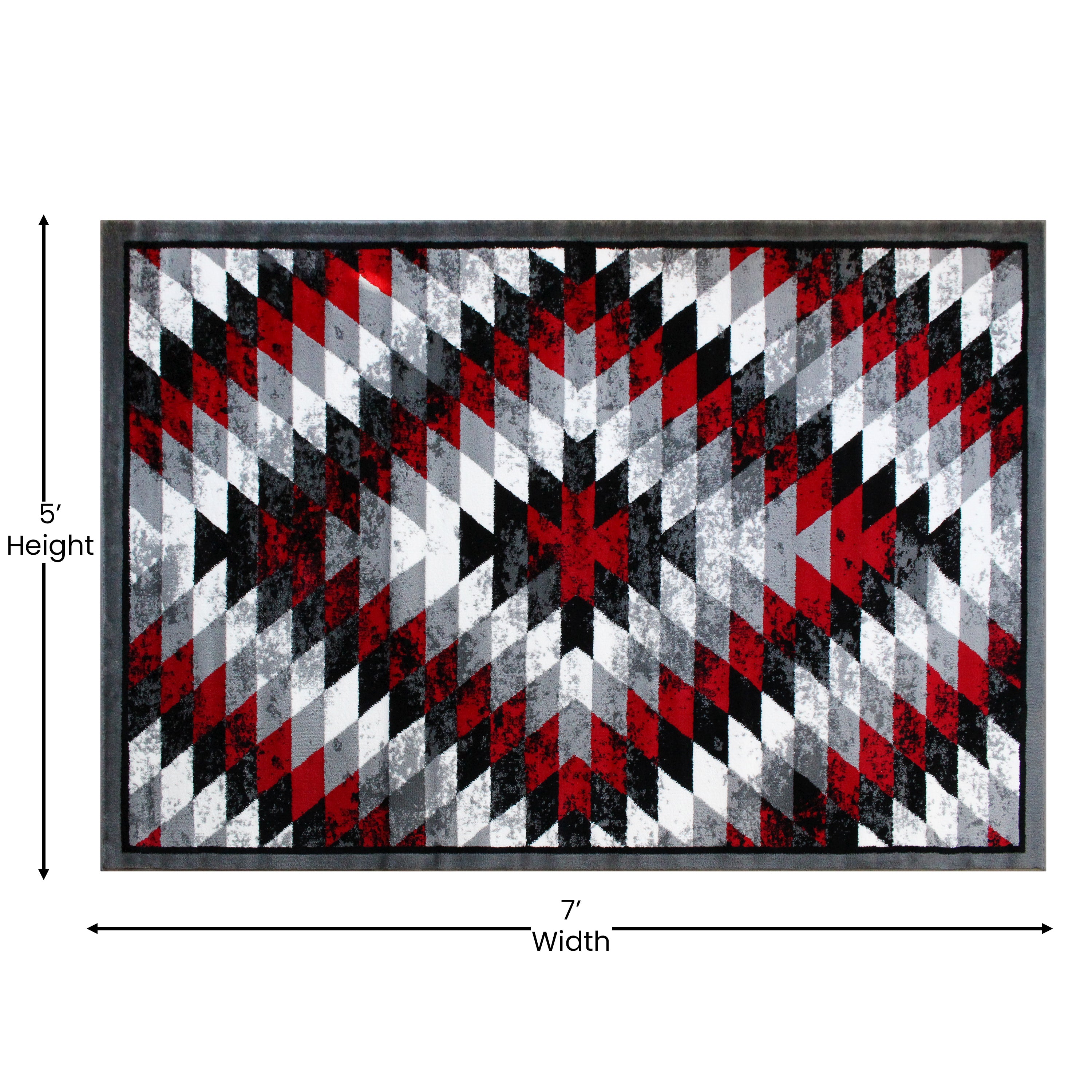 Teagan Collection Southwestern 5' x 7' Red Area Rug - Olefin Rug with Jute Backing - Entryway, Living Room, Bedroom