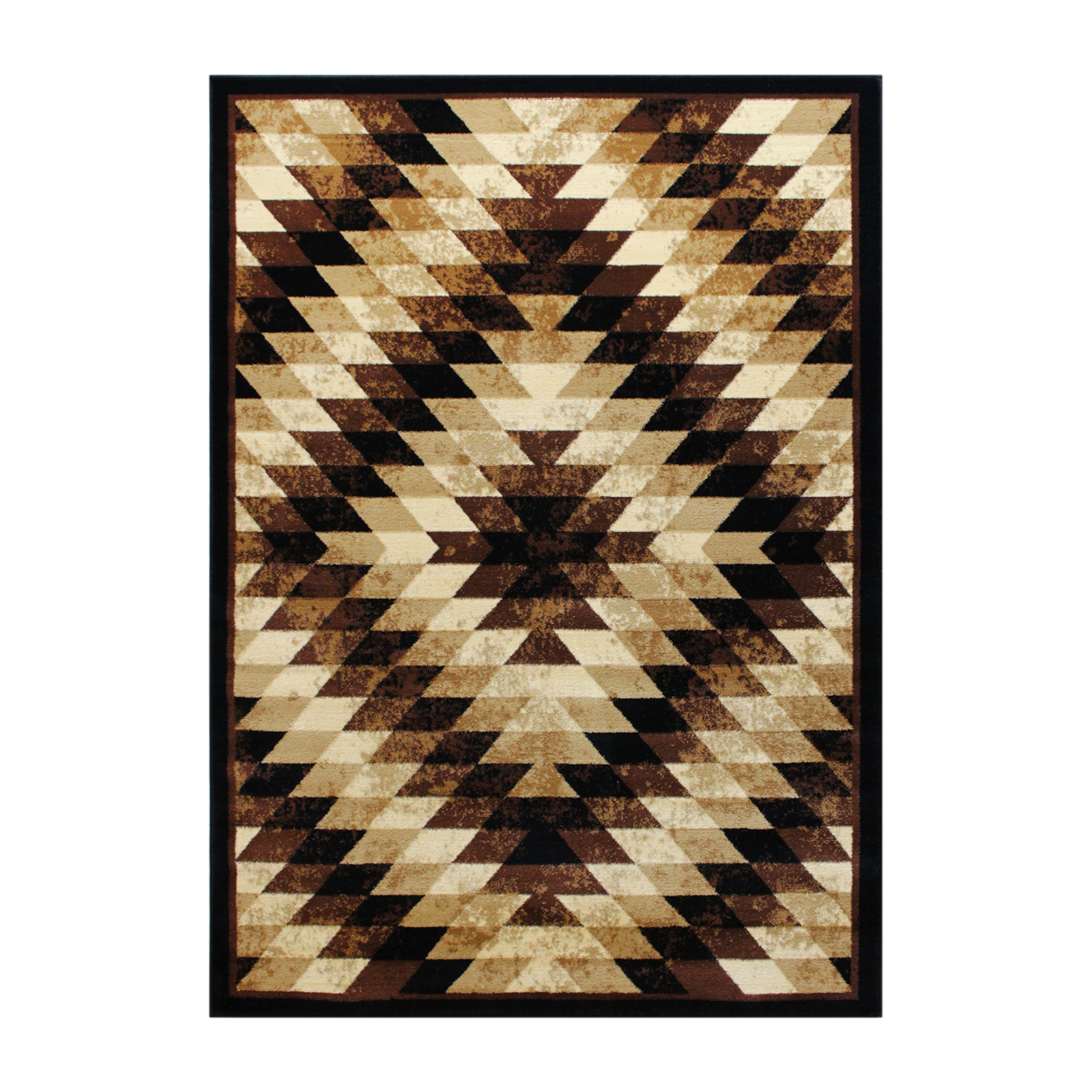 Teagan Collection Southwestern 6' x 9' Brown Area Rug - Olefin Rug with Jute Backing - Entryway, Living Room, Bedroom
