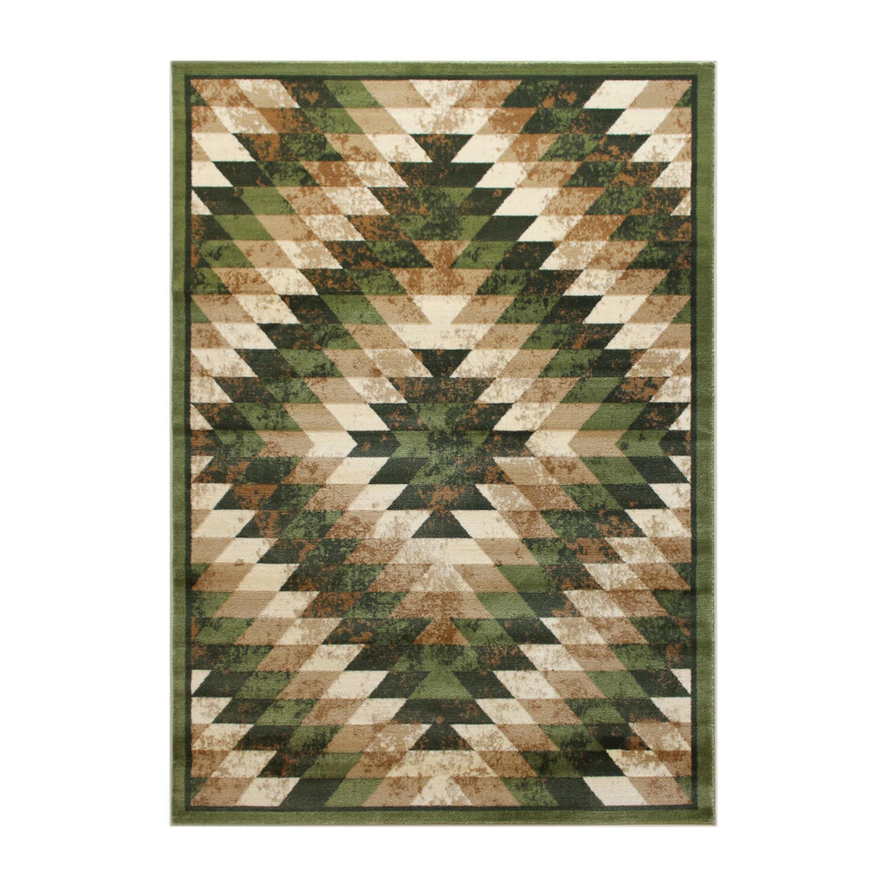 Teagan Collection Southwestern 6' x 9' Green Area Rug - Olefin Rug with Jute Backing - Entryway, Living Room, Bedroom