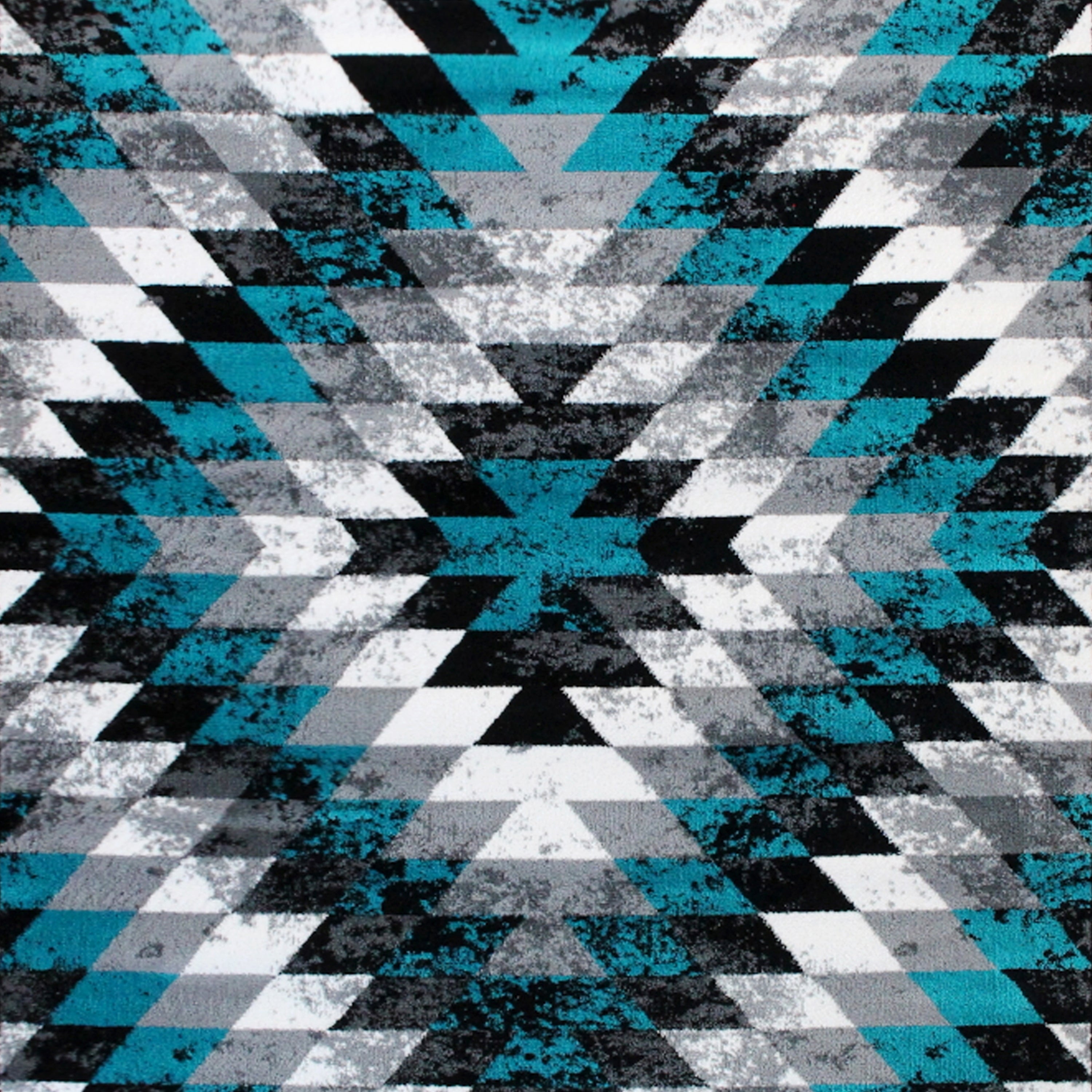 Teagan Collection Southwestern 6' x 9' Turquoise Area Rug - Olefin Rug with Jute Backing - Entryway, Living Room, Bedroom