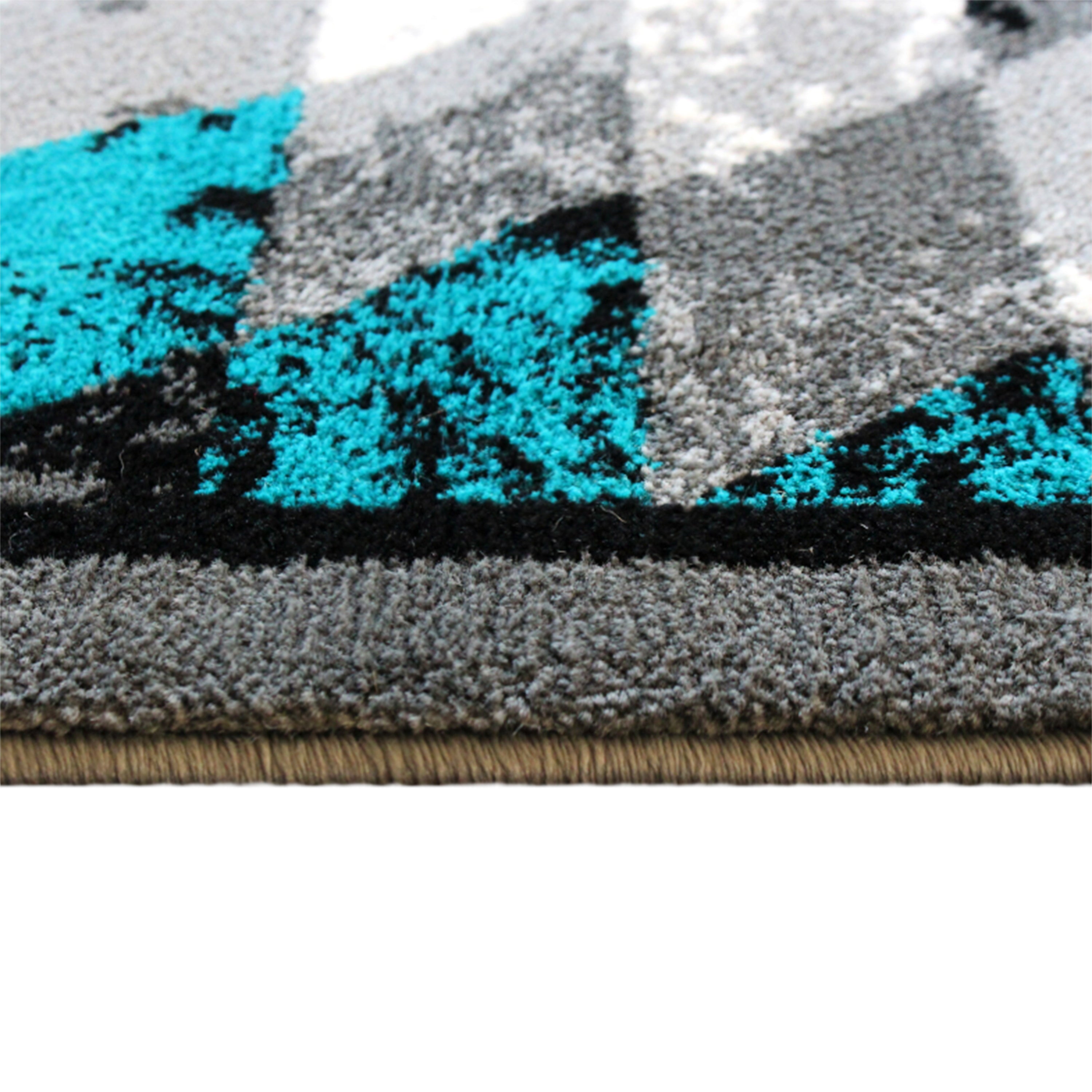 Teagan Collection Southwestern 6' x 9' Turquoise Area Rug - Olefin Rug with Jute Backing - Entryway, Living Room, Bedroom