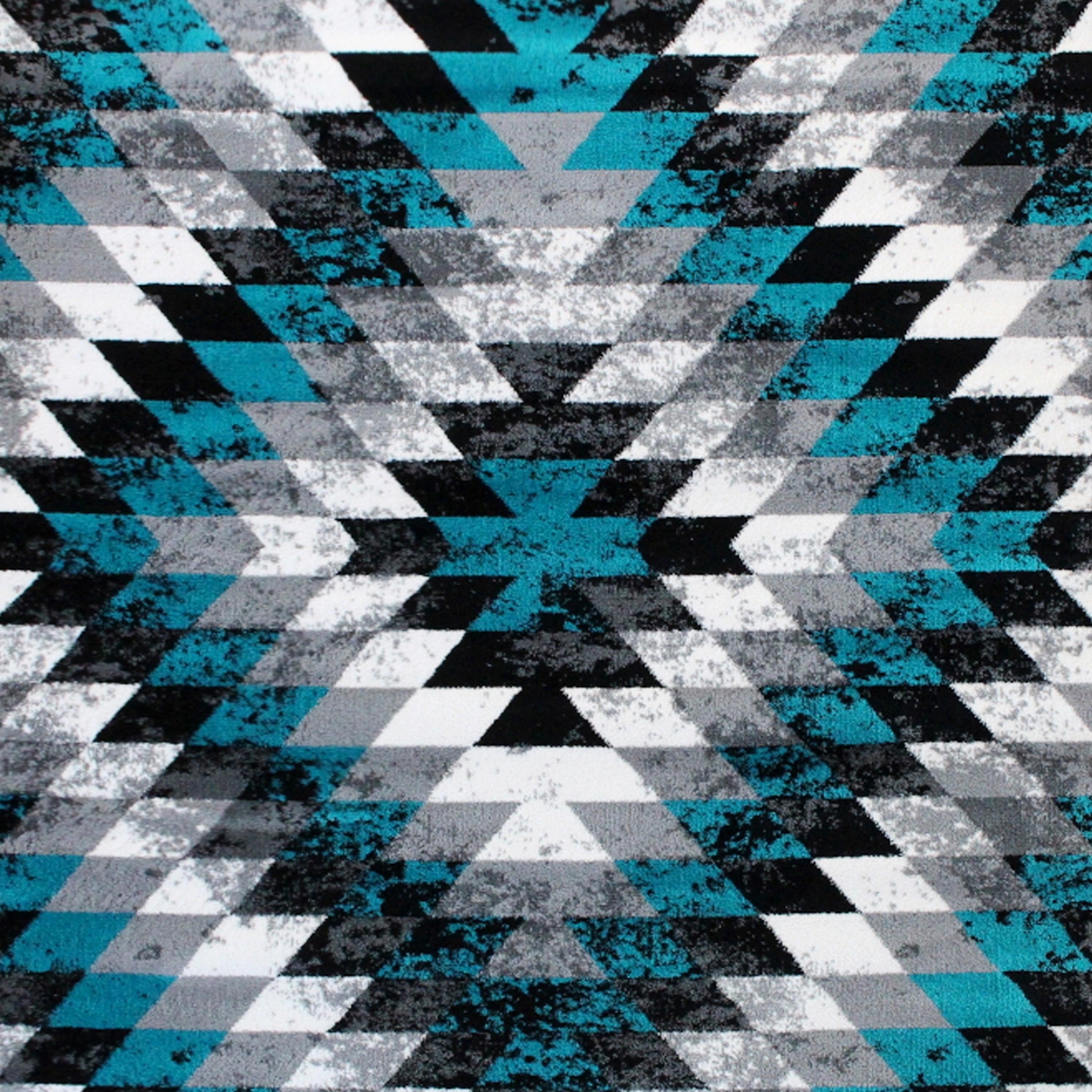 Teagan Collection Southwestern 8' x 10' Turquoise Area Rug - Olefin Rug with Jute Backing - Entryway, Living Room, Bedroom