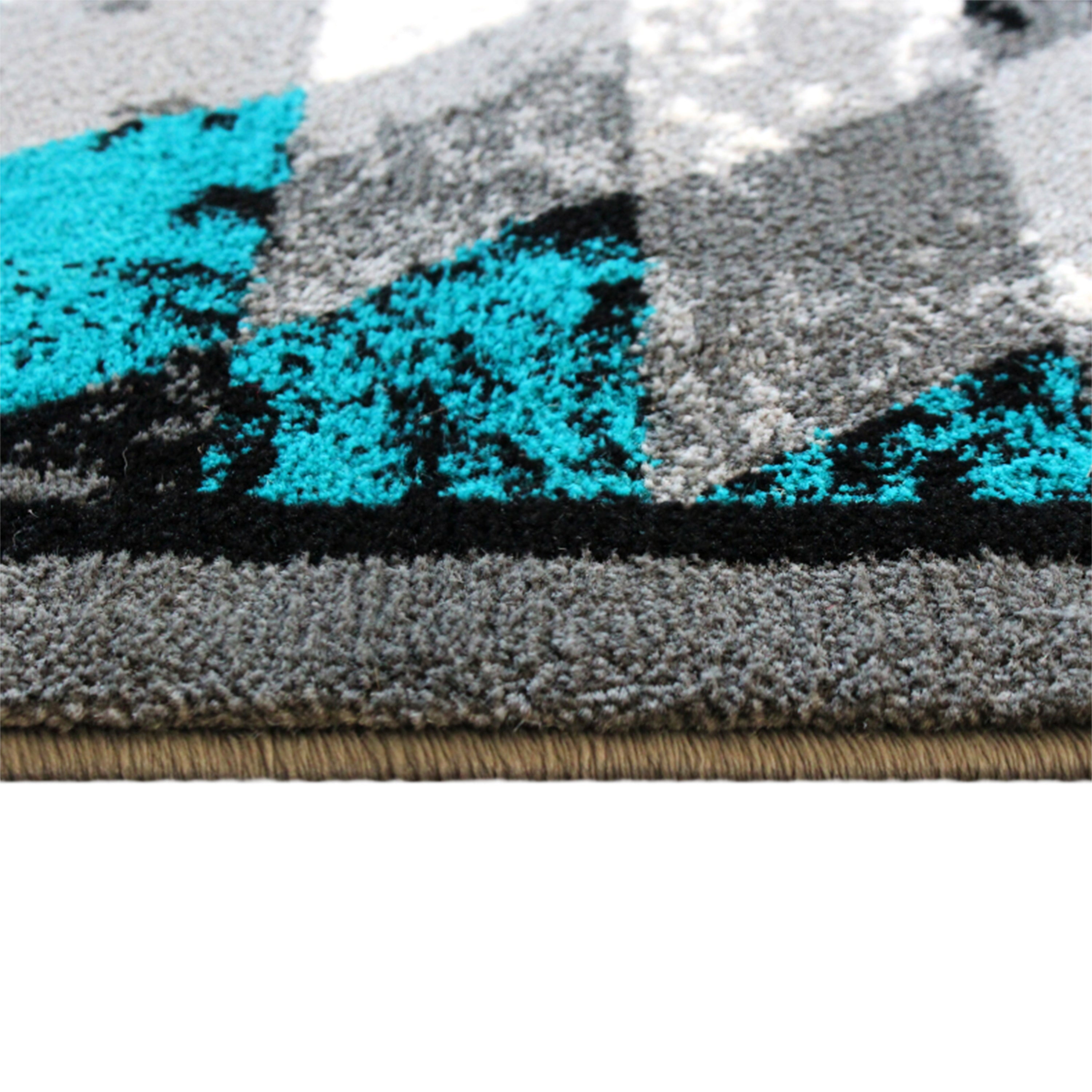 Teagan Collection Southwestern 8' x 10' Turquoise Area Rug - Olefin Rug with Jute Backing - Entryway, Living Room, Bedroom
