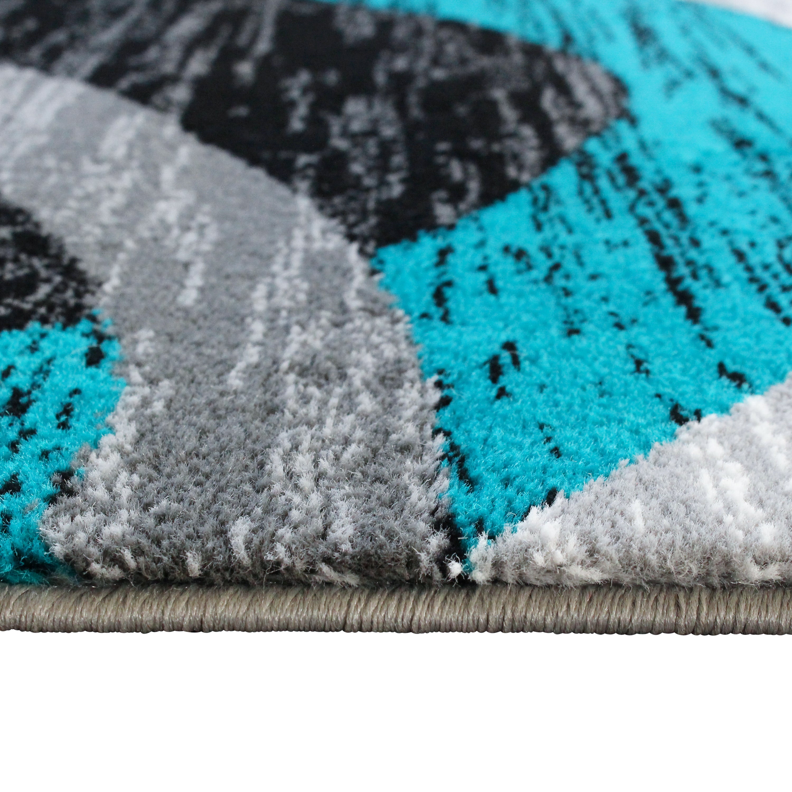 Wisp Collection 5' x 7' Turquoise Rippled Olefin Area Rug with Jute Backing for Entryway, Living Room, Bedroom
