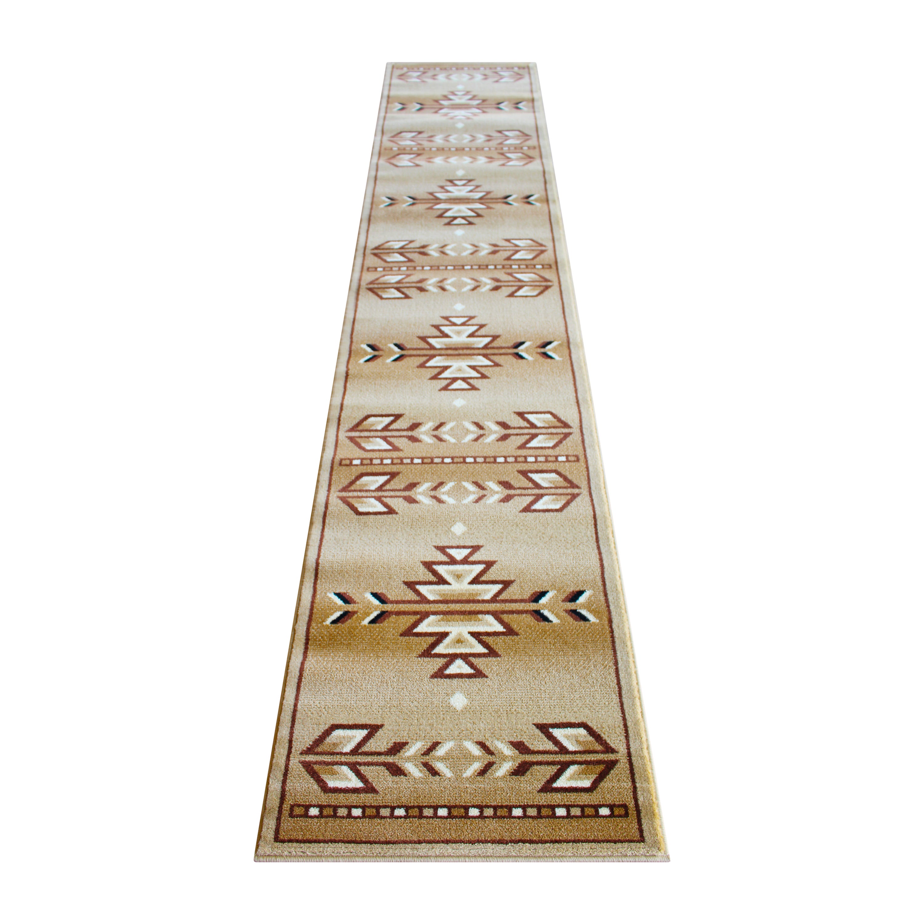 Lodi Collection Southwestern 2' x 11' Brown Area Rug - Olefin Rug with Jute Backing for Hallway, Entryway, Bedroom, Living Room