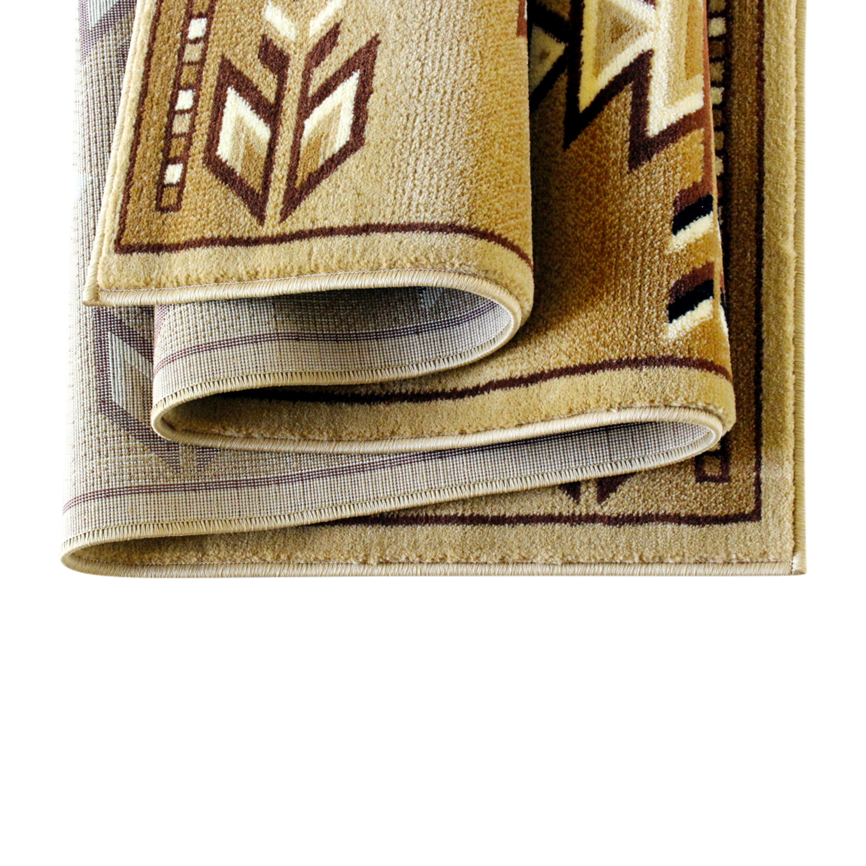 Lodi Collection Southwestern 2' x 11' Brown Area Rug - Olefin Rug with Jute Backing for Hallway, Entryway, Bedroom, Living Room