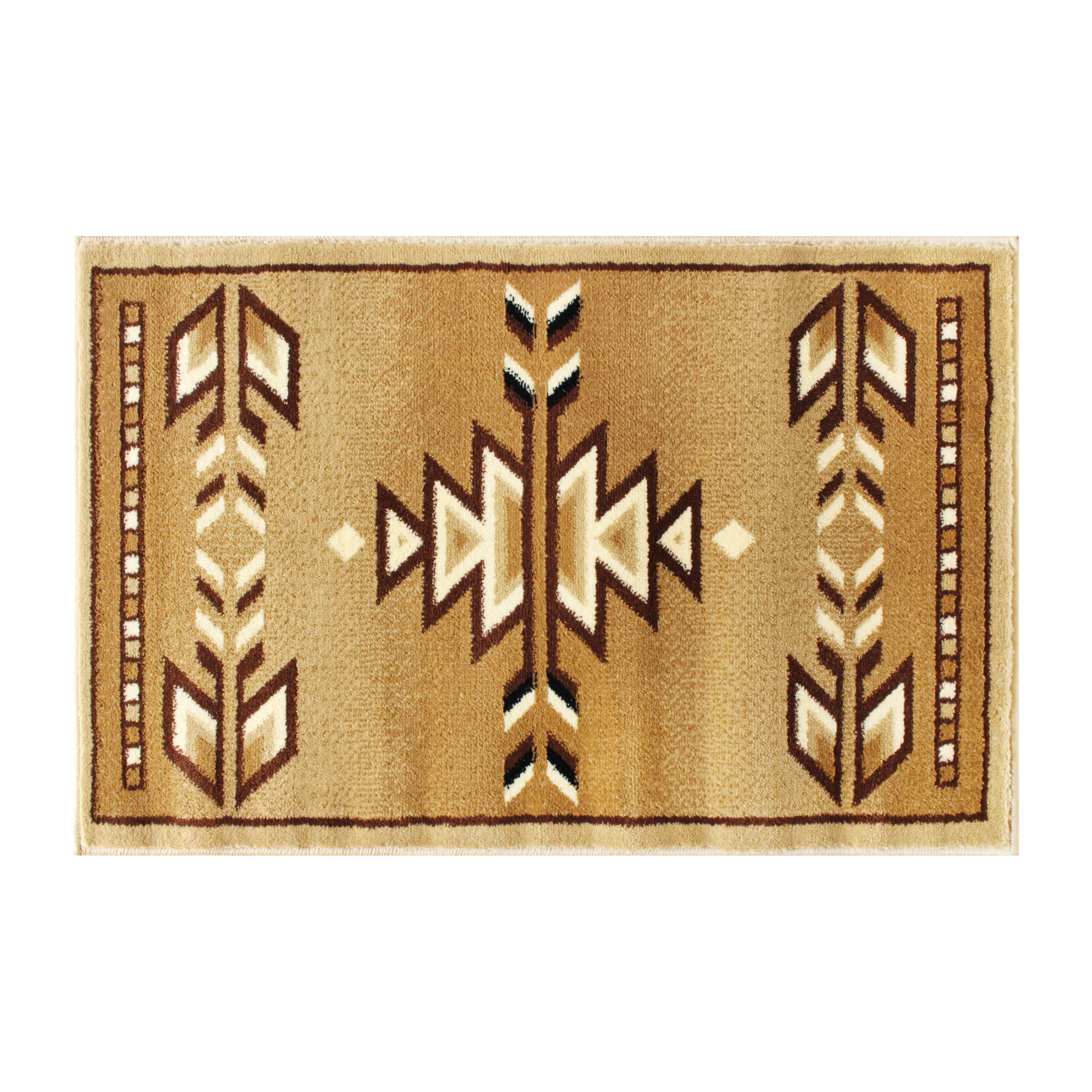 Lodi Collection Southwestern 2' x 3' Brown Area Rug - Olefin Rug with Jute Backing for Hallway, Entryway, Bedroom, Living Room