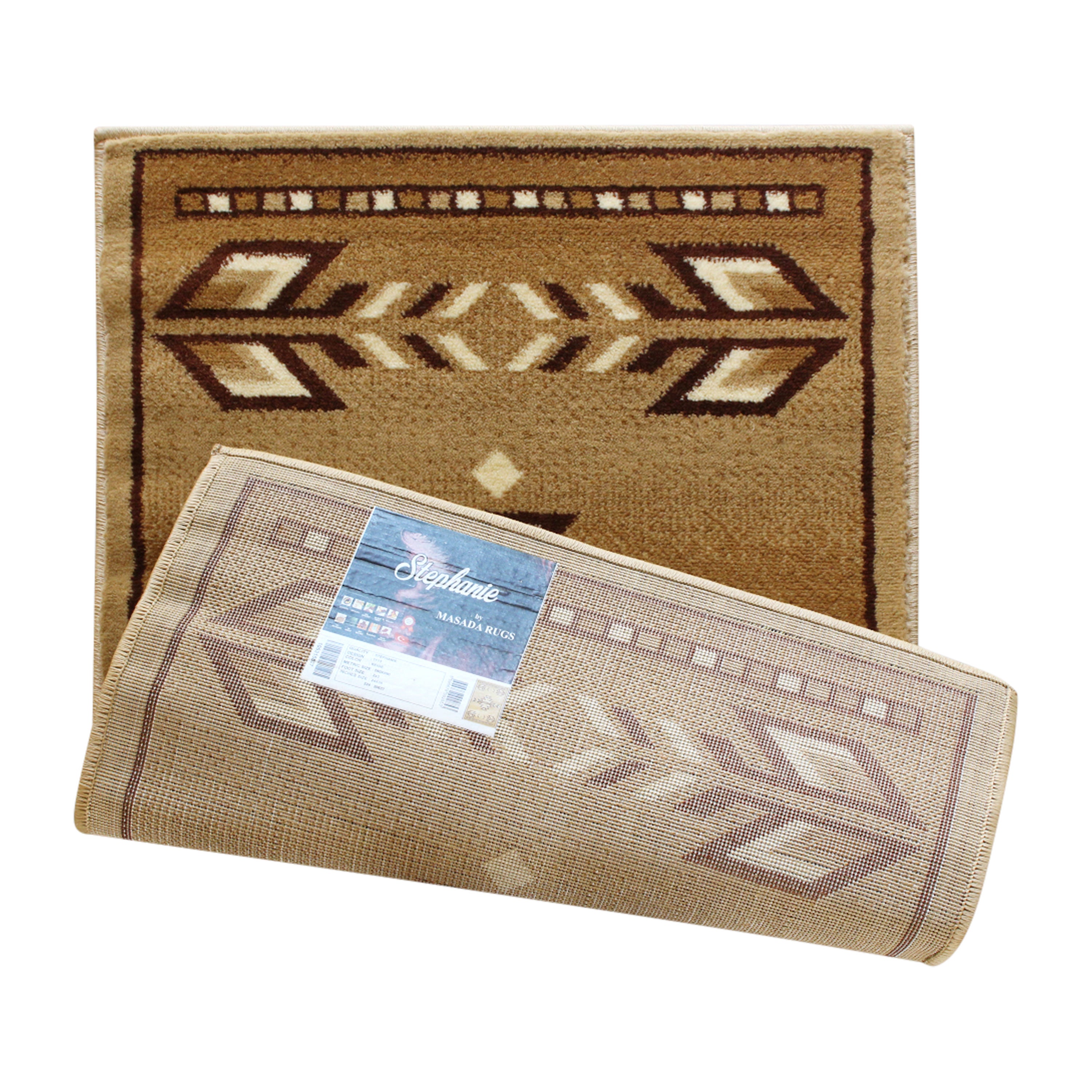 Lodi Collection Southwestern 2' x 3' Brown Area Rug - Olefin Rug with Jute Backing for Hallway, Entryway, Bedroom, Living Room