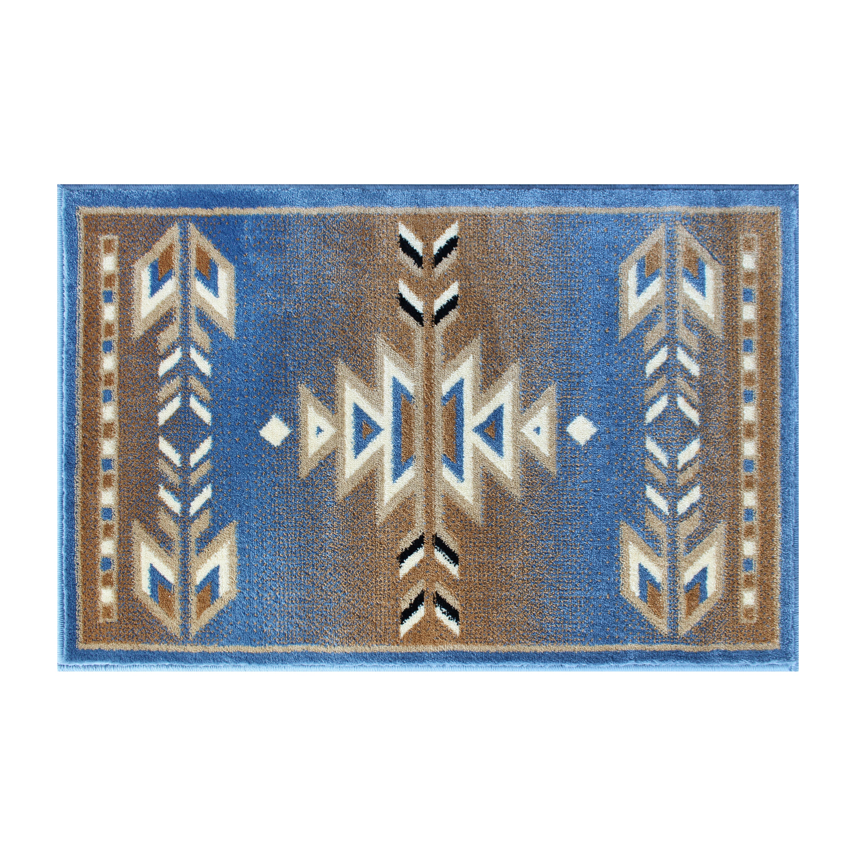 Lodi Collection Southwestern 2' x 3' Blue Area Rug - Olefin Rug with Jute Backing for Hallway, Entryway, Bedroom, Living Room