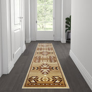 Lodi Collection Southwestern 2' x 7' Brown Area Rug - Olefin Rug with Jute Backing for Hallway, Entryway, Bedroom, Living Room