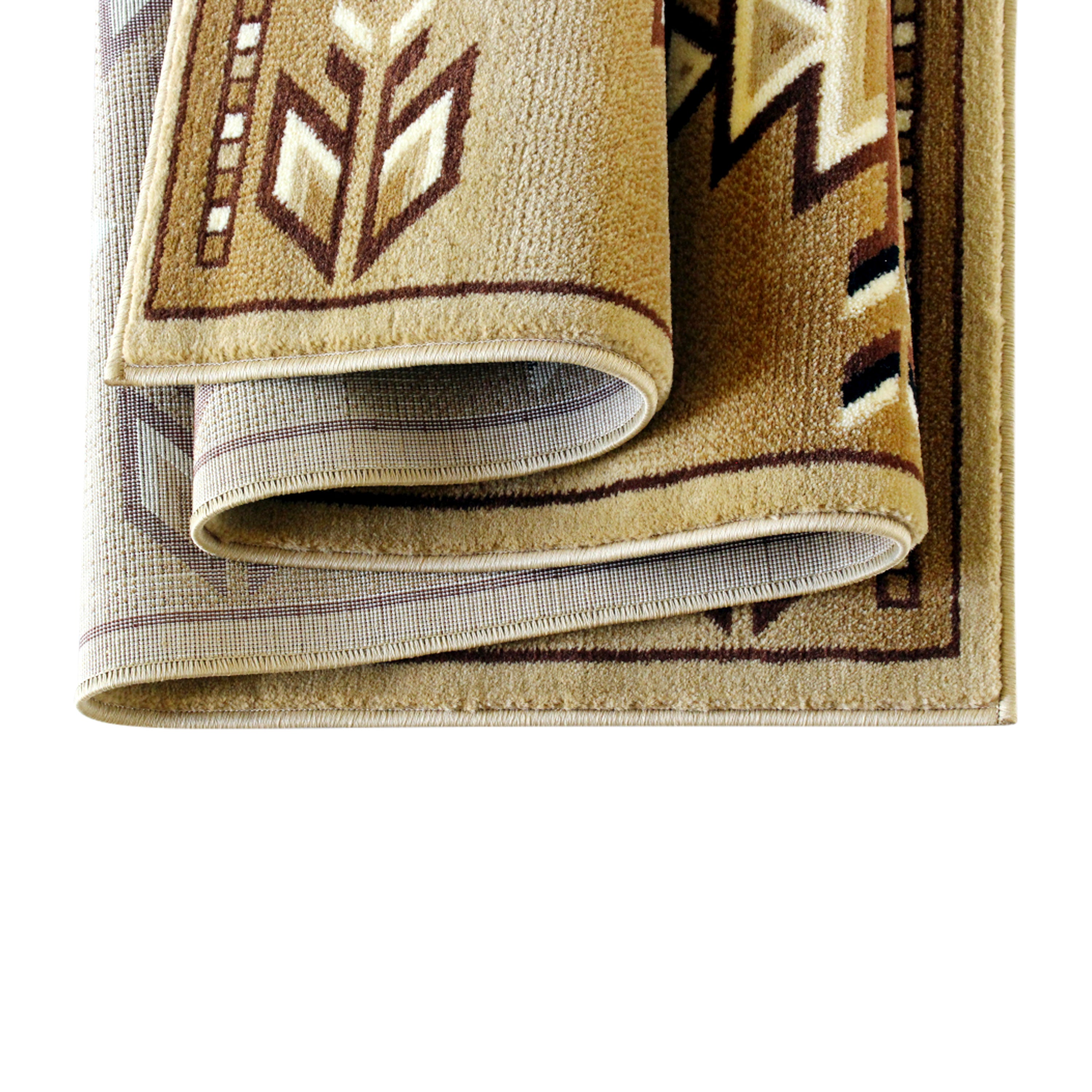 Lodi Collection Southwestern 2' x 7' Brown Area Rug - Olefin Rug with Jute Backing for Hallway, Entryway, Bedroom, Living Room