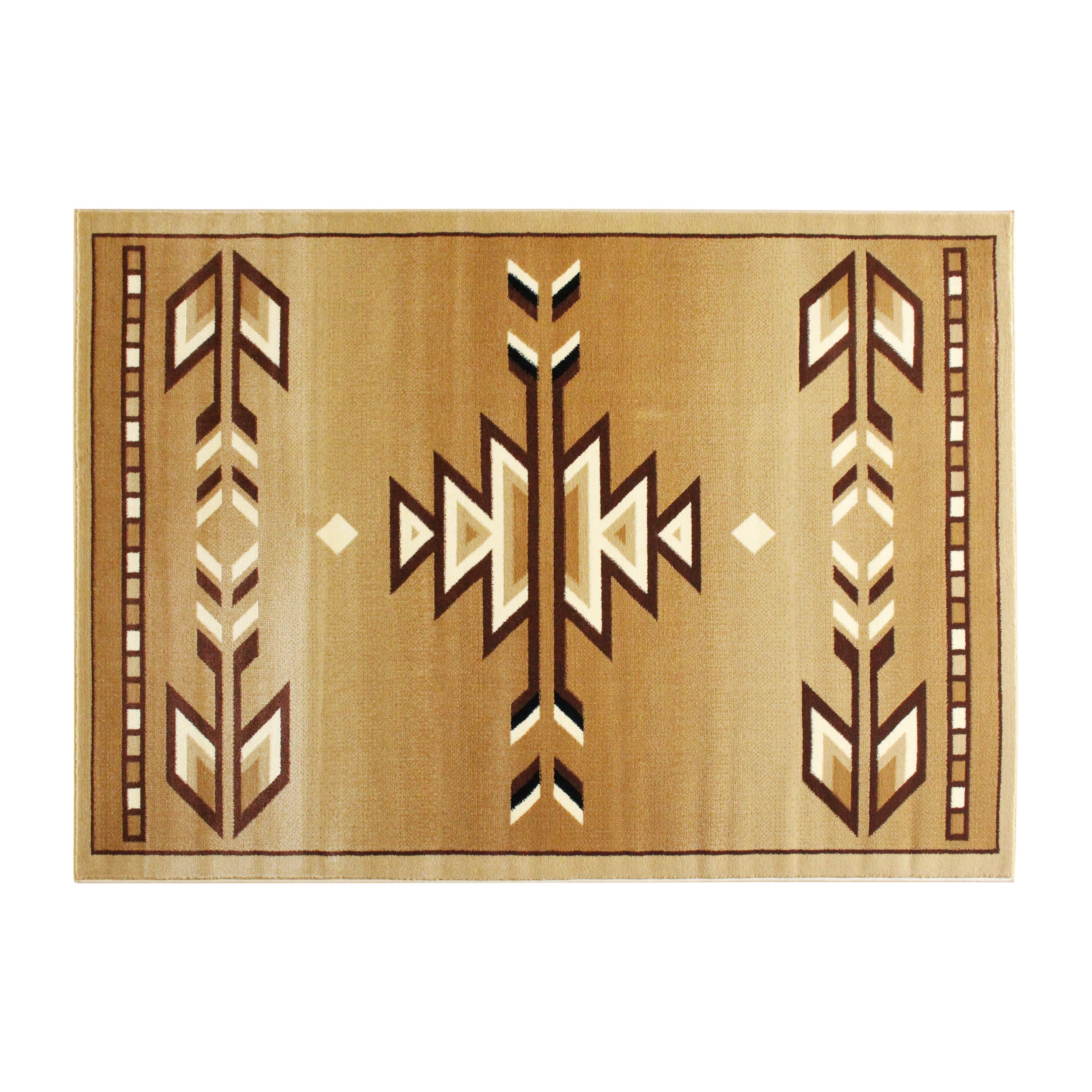 Lodi Collection Southwestern 4' x 5' Brown Area Rug - Olefin Rug with Jute Backing for Hallway, Entryway, Bedroom, Living Room