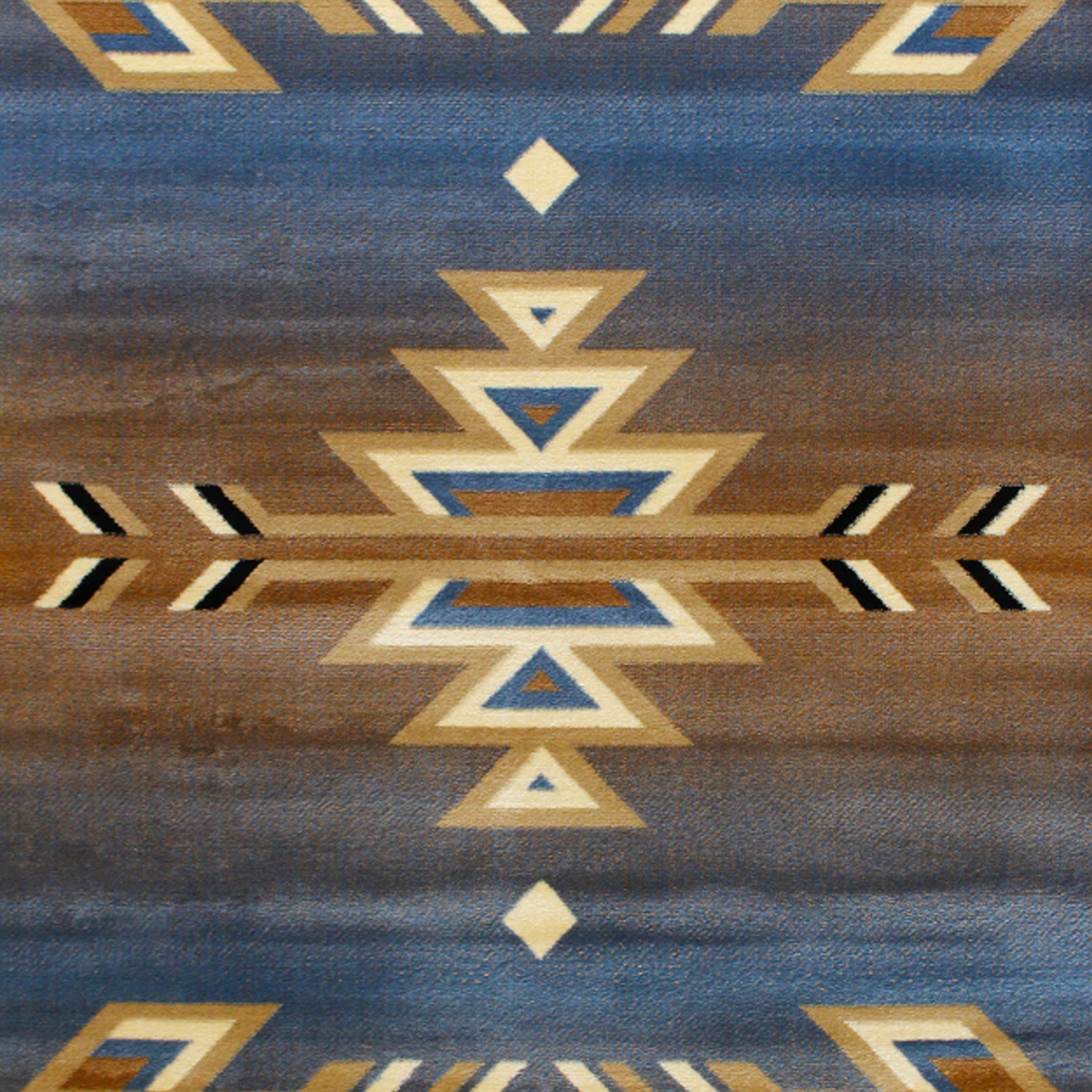 Lodi Collection Southwestern 5' x 7' Blue Area Rug - Olefin Rug with Jute Backing for Hallway, Entryway, Bedroom, Living Room