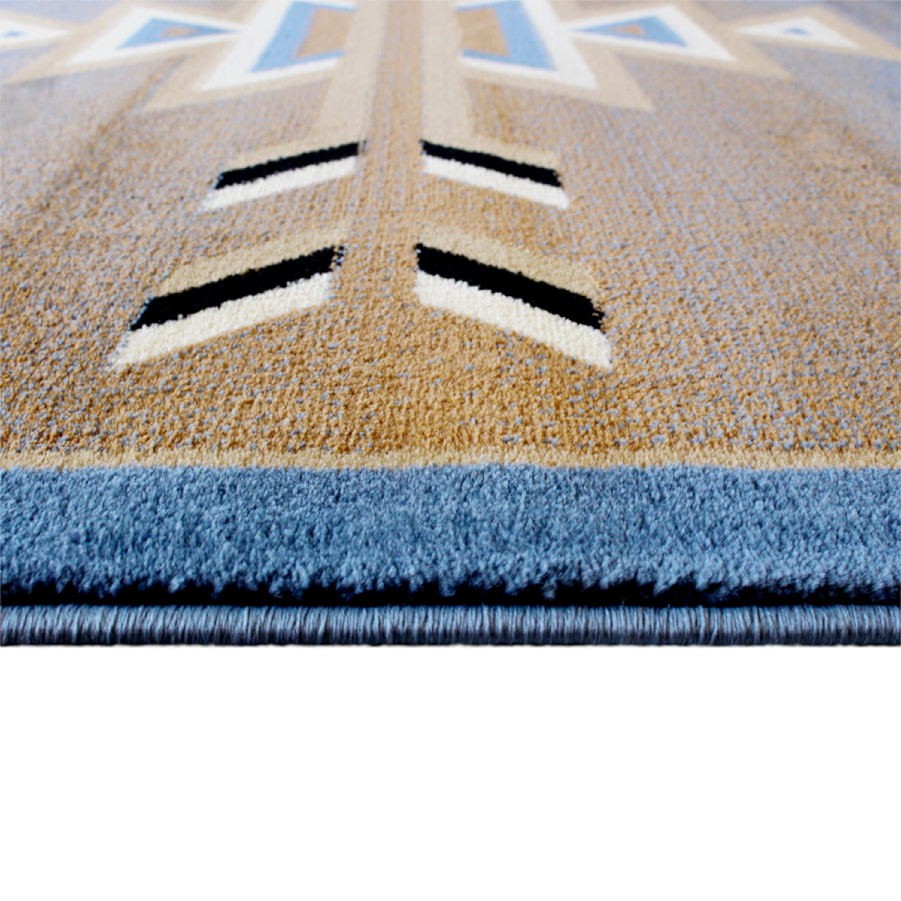 Lodi Collection Southwestern 5' x 7' Blue Area Rug - Olefin Rug with Jute Backing for Hallway, Entryway, Bedroom, Living Room