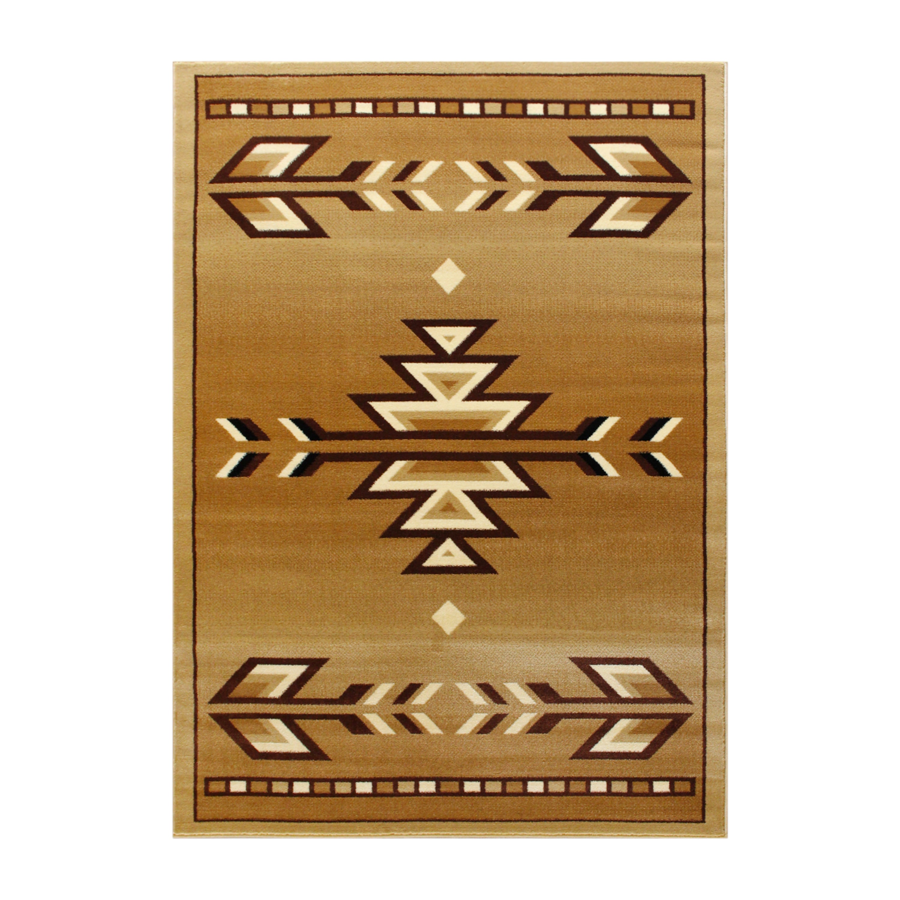 Lodi Collection Southwestern 6' x 9' Brown Area Rug - Olefin Rug with Jute Backing for Hallway, Entryway, Bedroom, Living Room