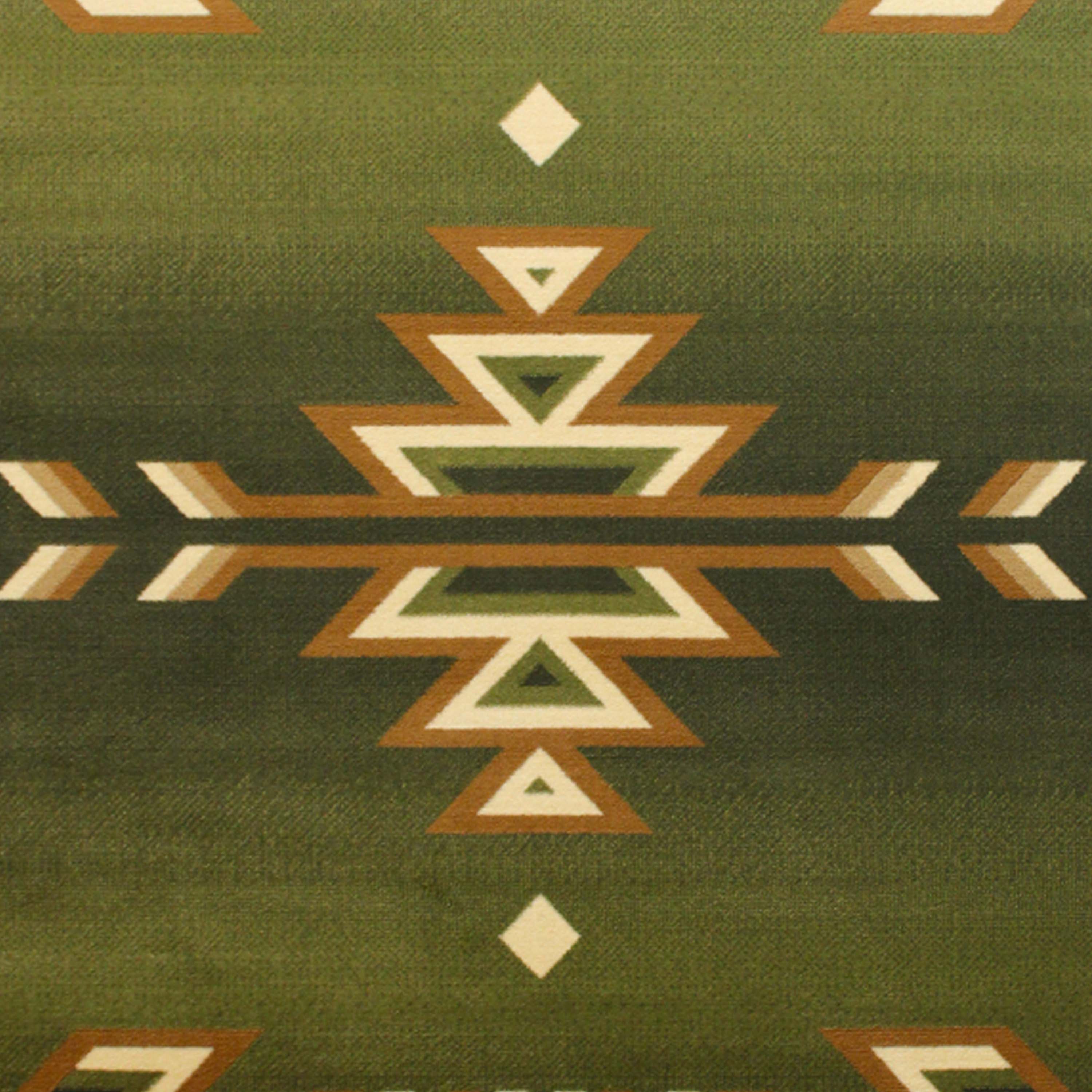 Lodi Collection Southwestern 8' x 10' Green Area Rug - Olefin Rug with Jute Backing for Hallway, Entryway, Bedroom, Living Room