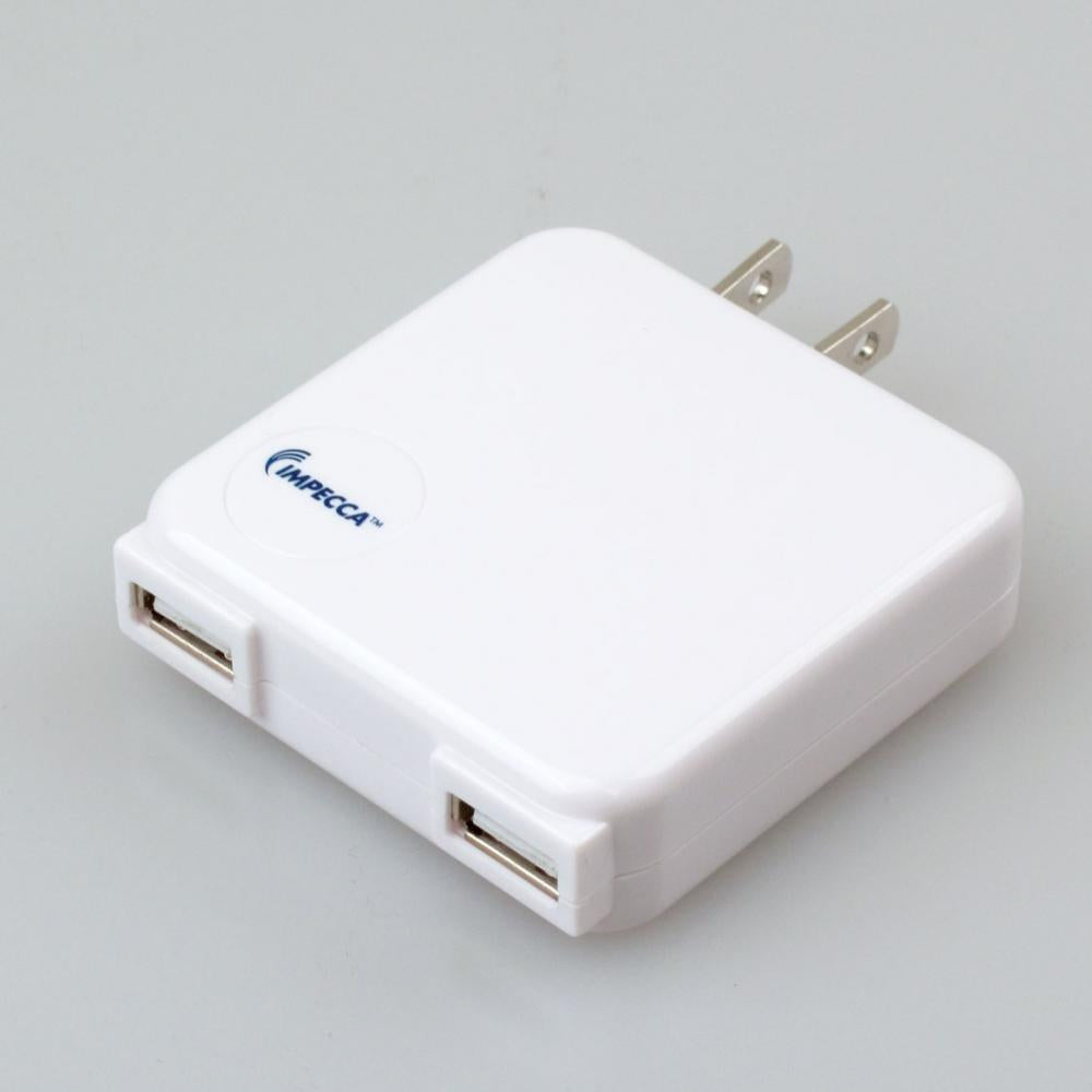 Impecca USB210 10-Watt Dual USB Power Adapter - White