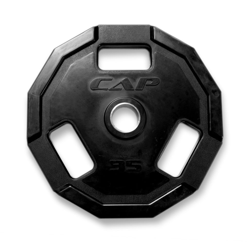 CAP 35 lb Olympic 12-sided Rubber Grip Plate-BLACK