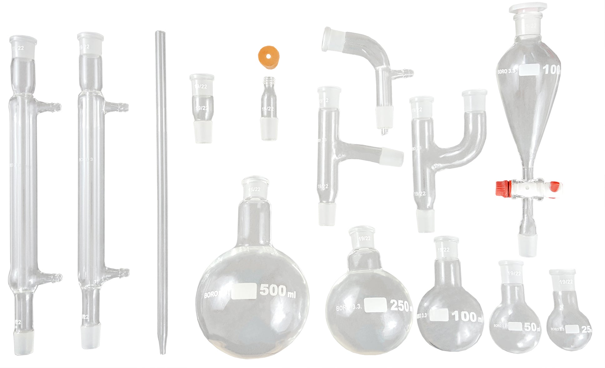 Organic Chemistry Kit 19/22 Joints. Borosilicate Glass
