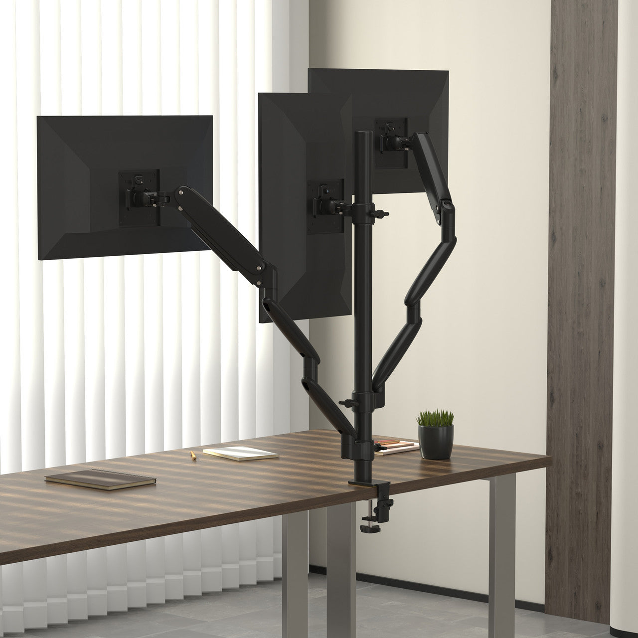 OfficeSource  Triple Monitor Arms - Black