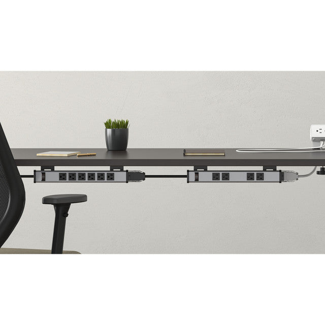 OfficeSource  Daisy Chainable Undermount Power Strip with 4AC - Silver