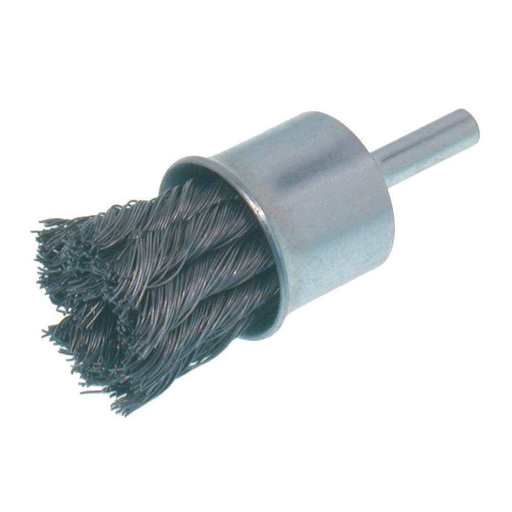 OSBORN, END BRUSH - CRIMPED WIRE (1” OD X .020” STEEL X 1/4” SHANK){Clamshell}